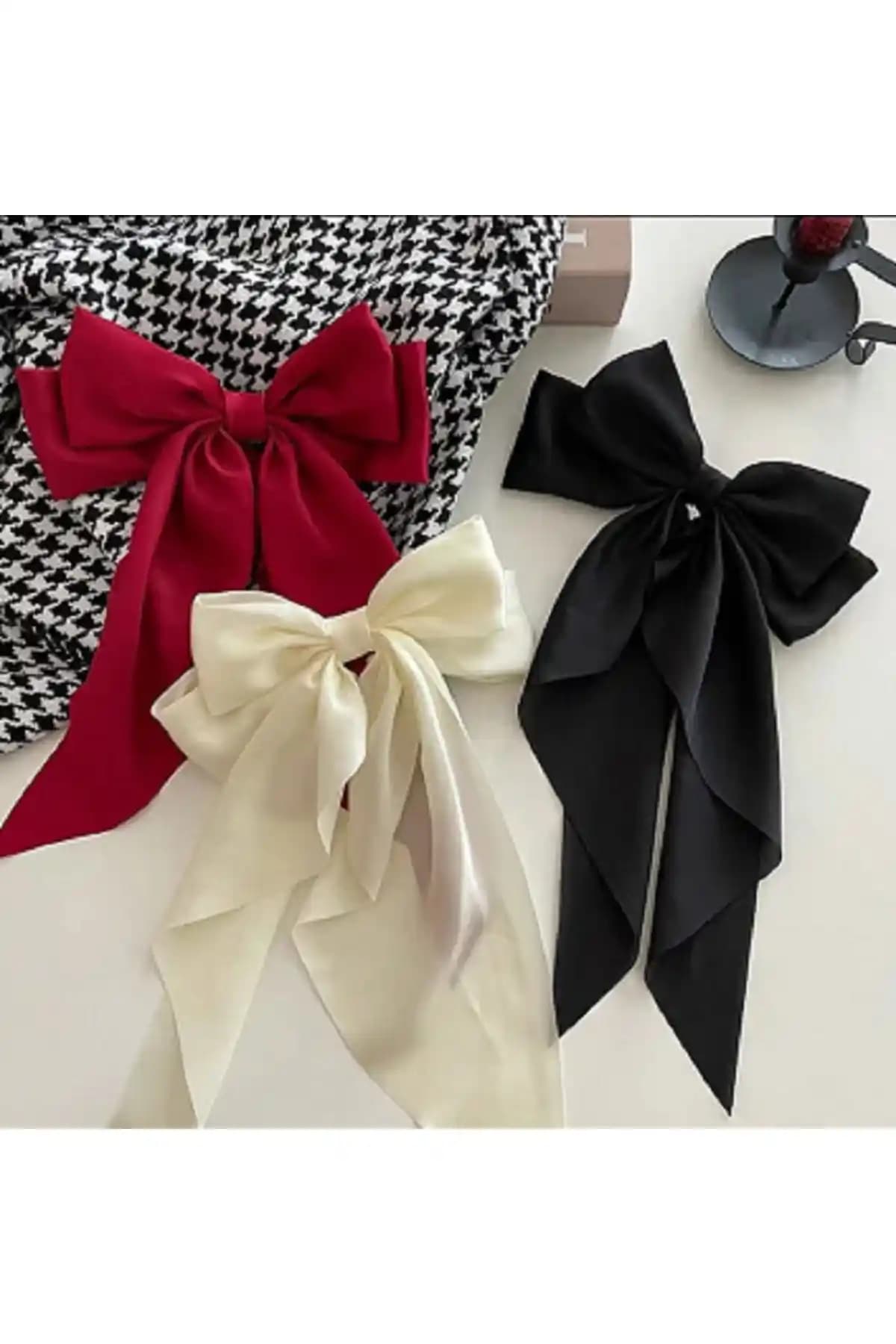 Elvinege Saten Fularlı Fiyonk Tokası Şık ve Pratik Saç Aksesuarı