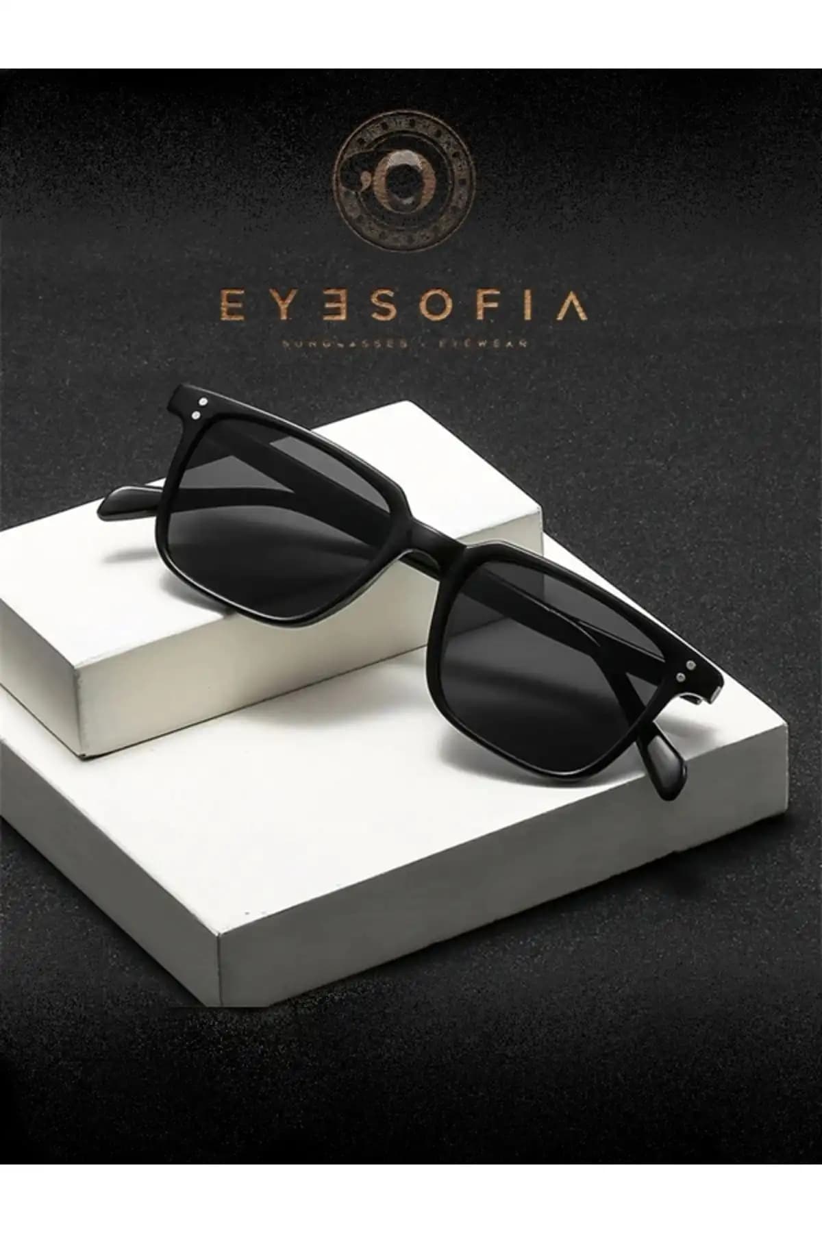 Eyesofia Kemik Kare 2028 Siyah Unisex Güneş Gözlüğü Estetik ve Koruma Sağlayan Modern Tasarım