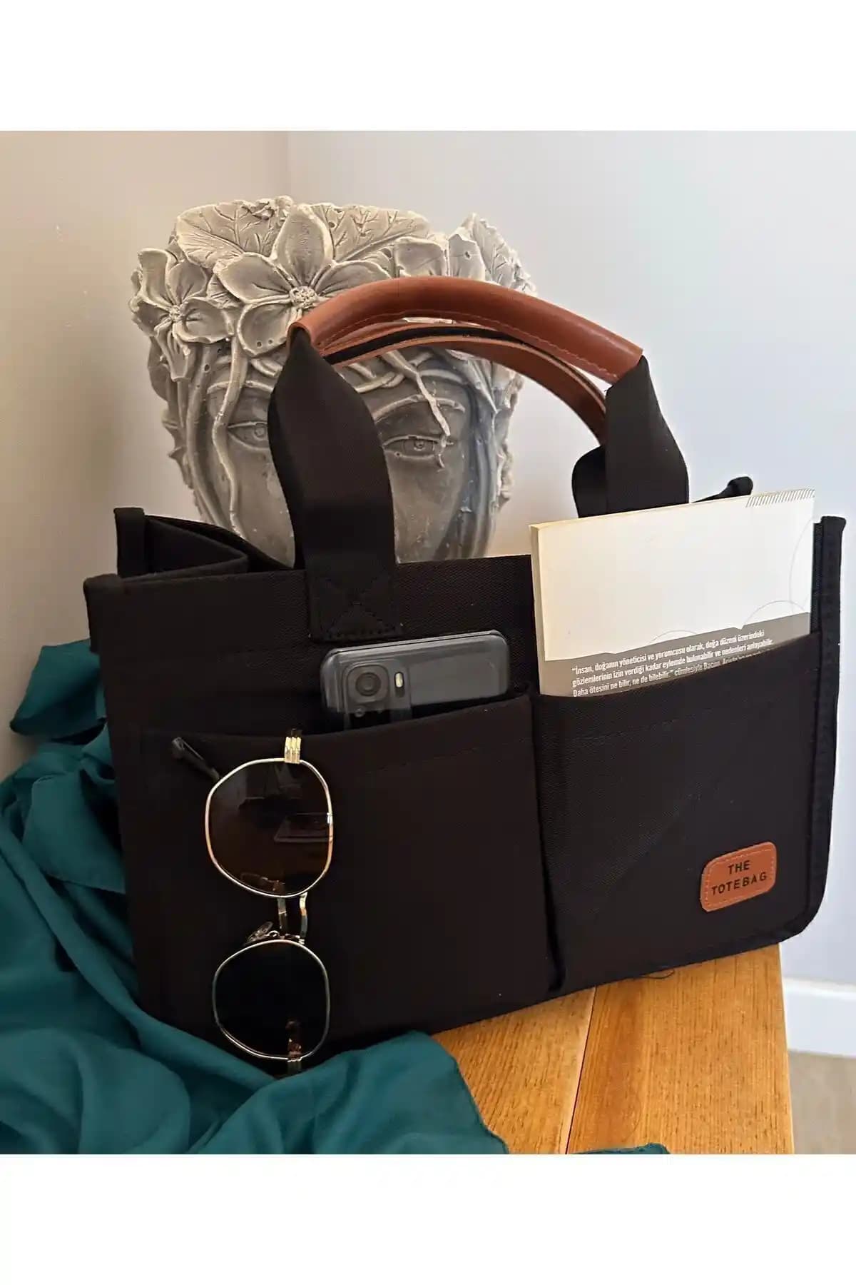 Gabiés Kadın Siyah Kanvas Tote Çanta Günlük ve Şık Kullanım İçin Uygun