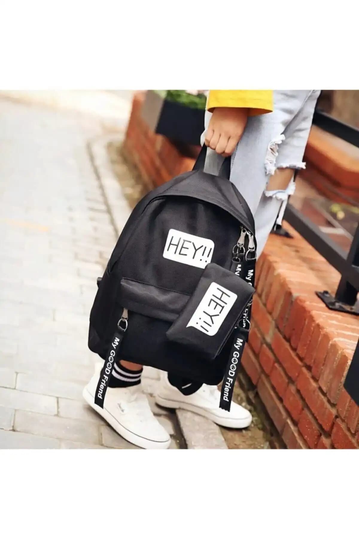 Genel Markalar Unisex Siyah Spor Sırt Çantası Günlük ve Spor Kullanımına Uygun