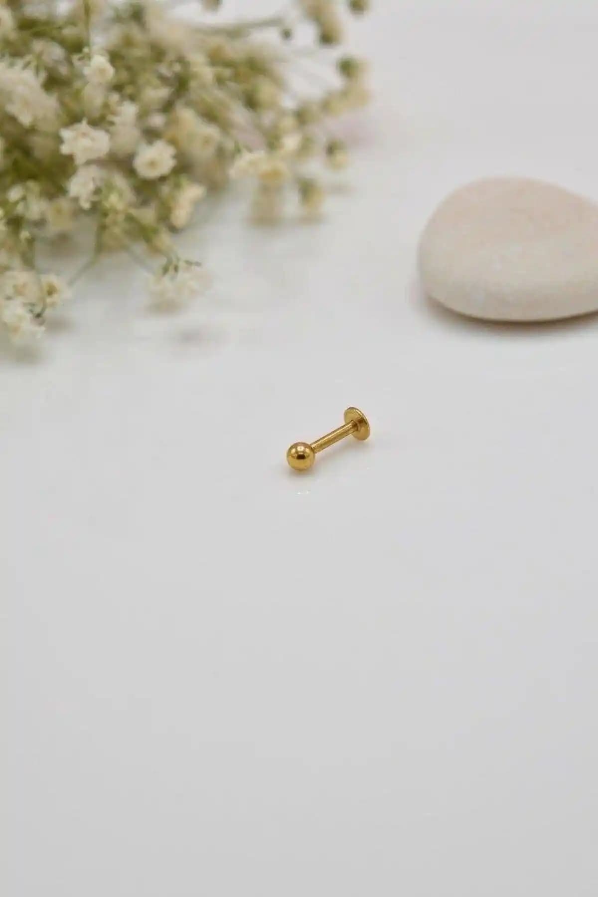 Gold Çelik Top Piercing: Şık ve Dayanıklı Kulak Takısı, Günlük Kullanıma Uygun