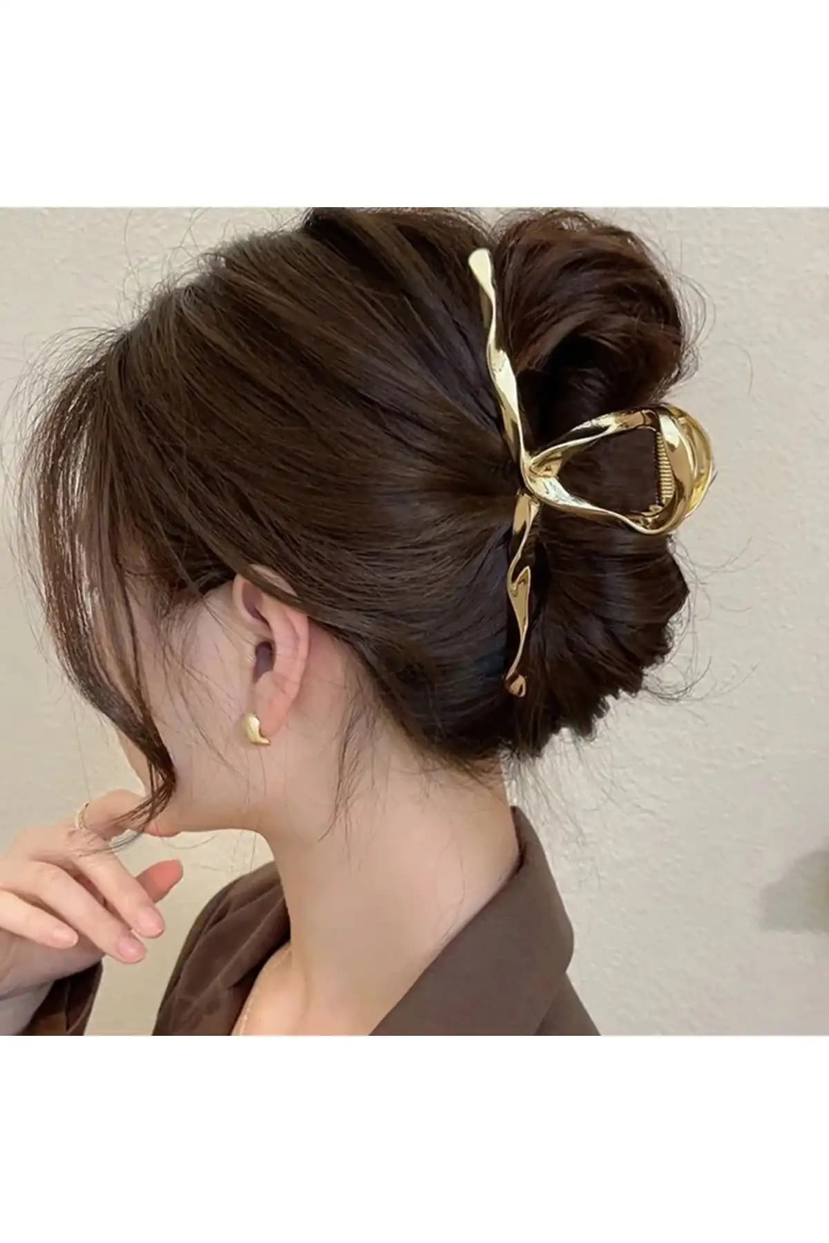 GÜLPEŞE Kadın Altın Metal Mandal Toka Zarif Tasarım ve Günlük Kullanım İçin Uygun