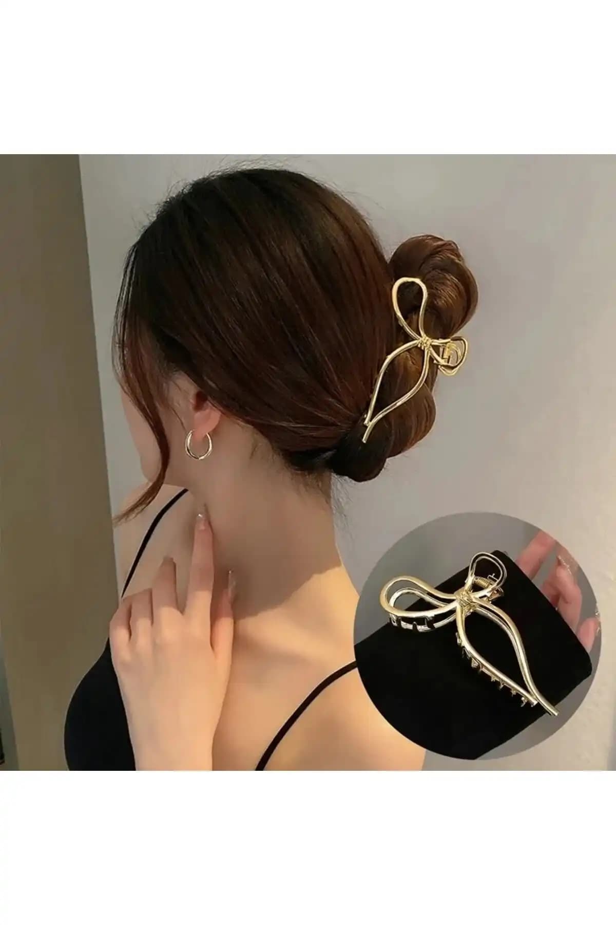 GÜLPEŞE Kadın Büyük Boy Gold Metal Mandal Toka Fiyonk Şıklık ve Dayanıklılık Sunar