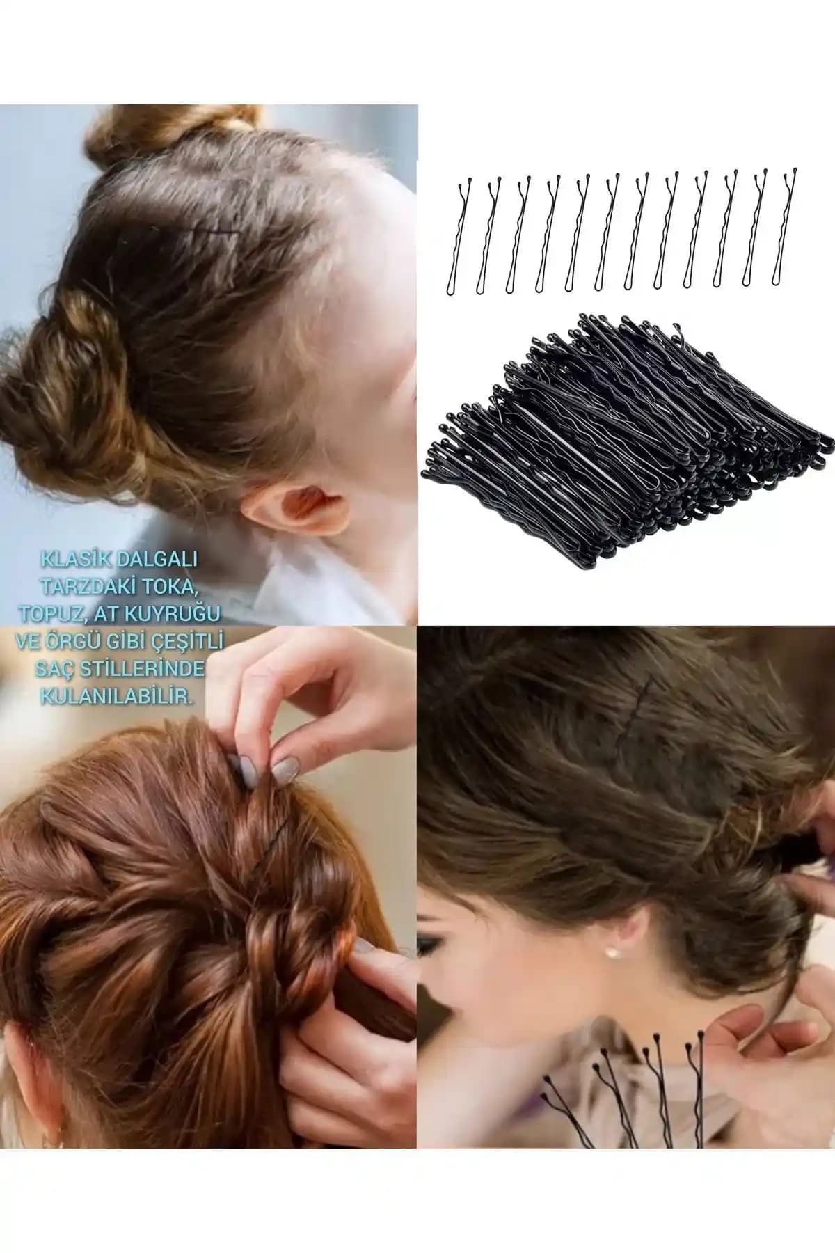 Gülpeşe Siyah Tel Toka Seti 48 Adet Uzun Ömürlü ve Şık Saç Aksesuarı