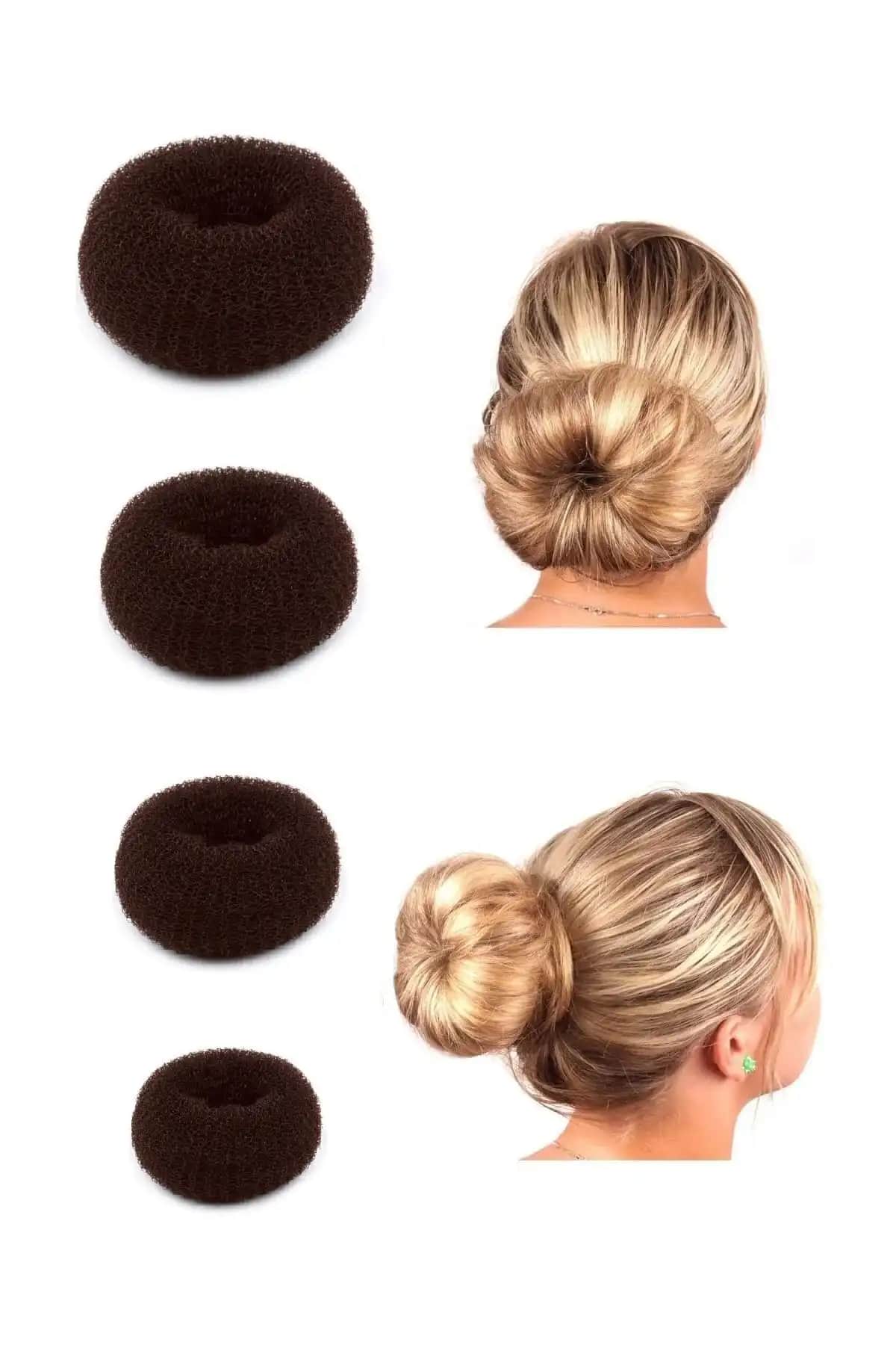 Güncel Vitrin Kahverengi Sünger Topuz Toka Seti: Şık ve Kullanışlı Saç Aksesuarları