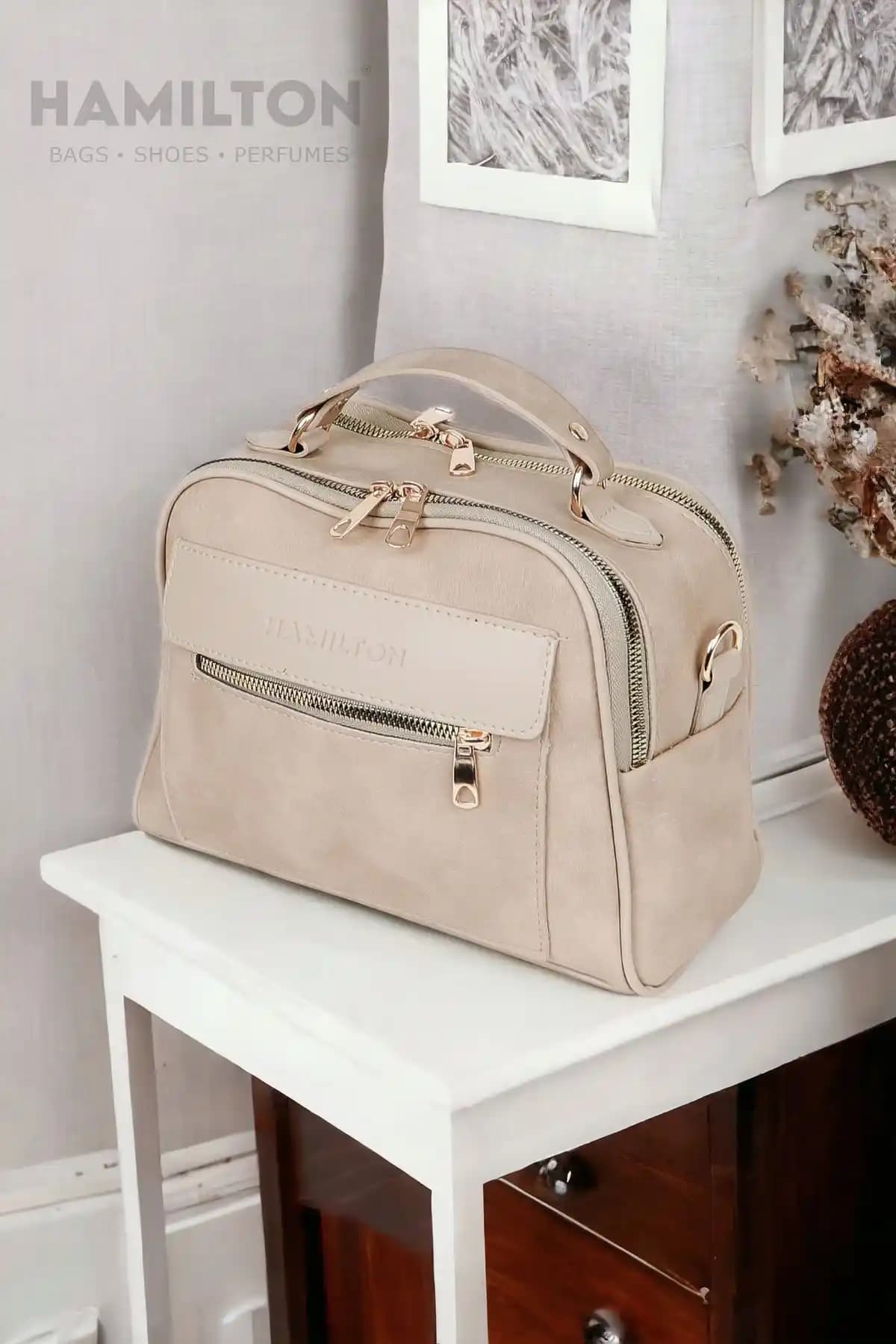 HAMILTON Kadın Deri Çapraz ve El Askılı Büyük Şık Omuz Çantası