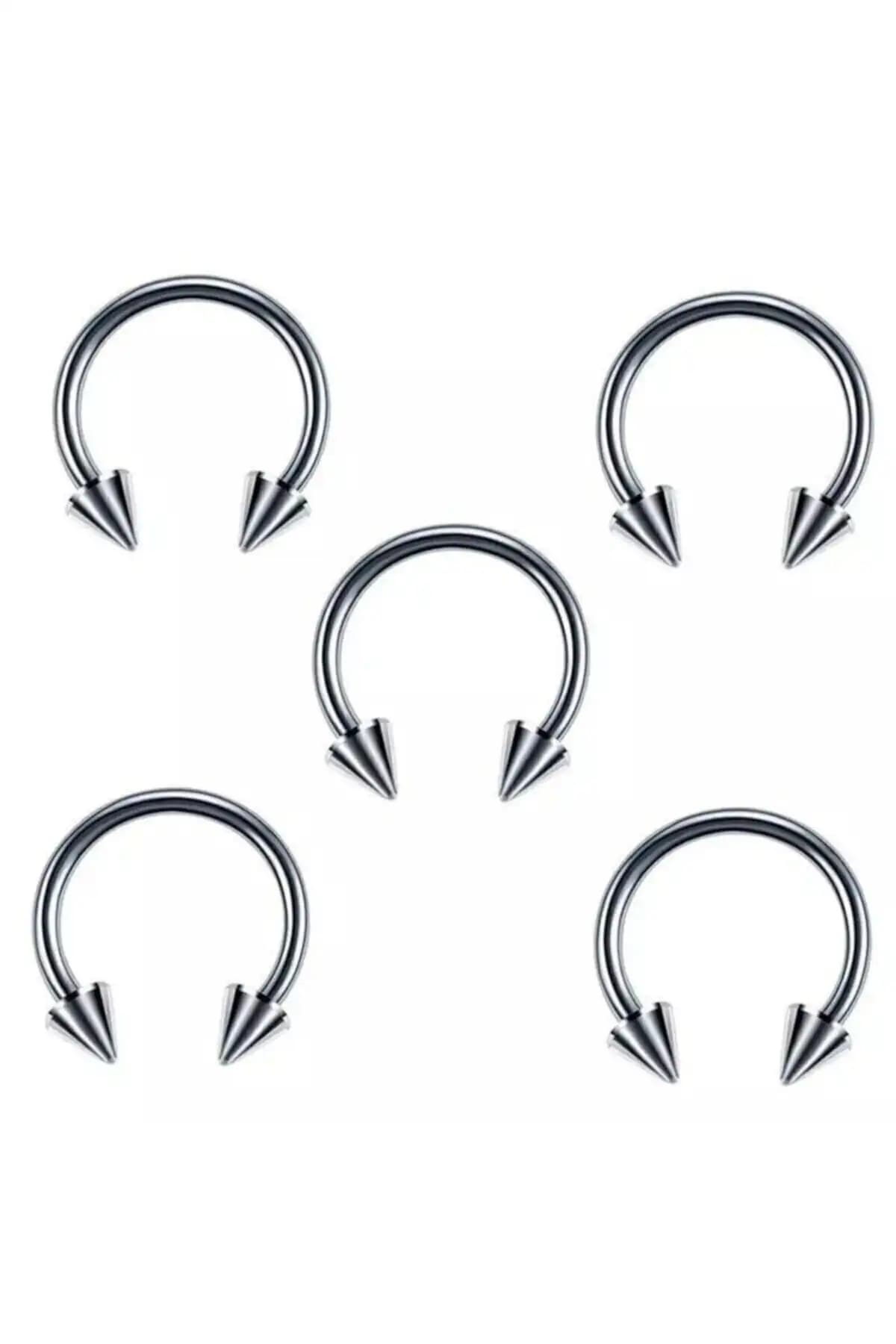 Jaida Moda Cerrahi Çelik Gümüş Renk Sivri Uçlu 8mm Septum Piercing Seti Şık ve Dayanıklı Tasarım