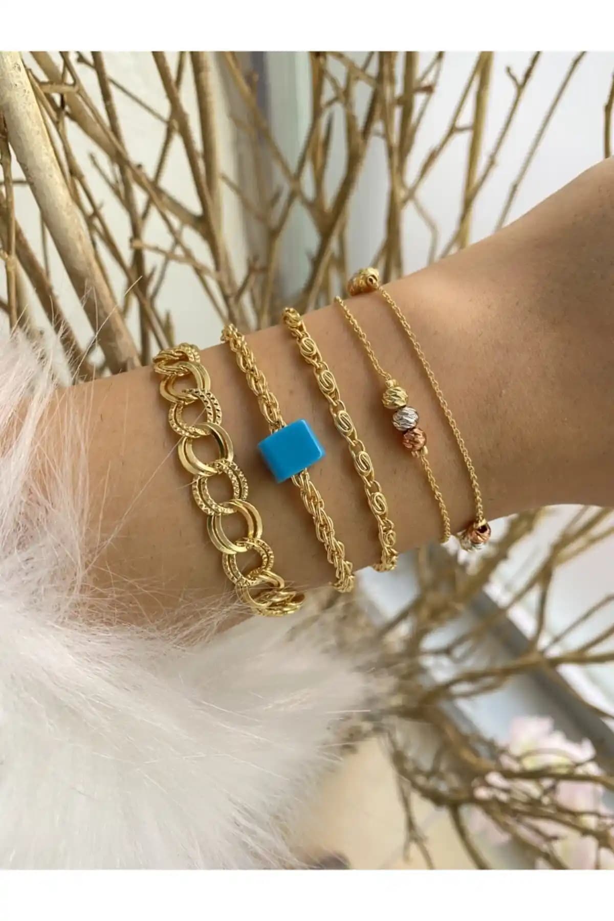 Jenny Daphne Altın Kaplama Bileklik Seti Kadınlar İçin Zarif ve Dayanıklı Aksesuar