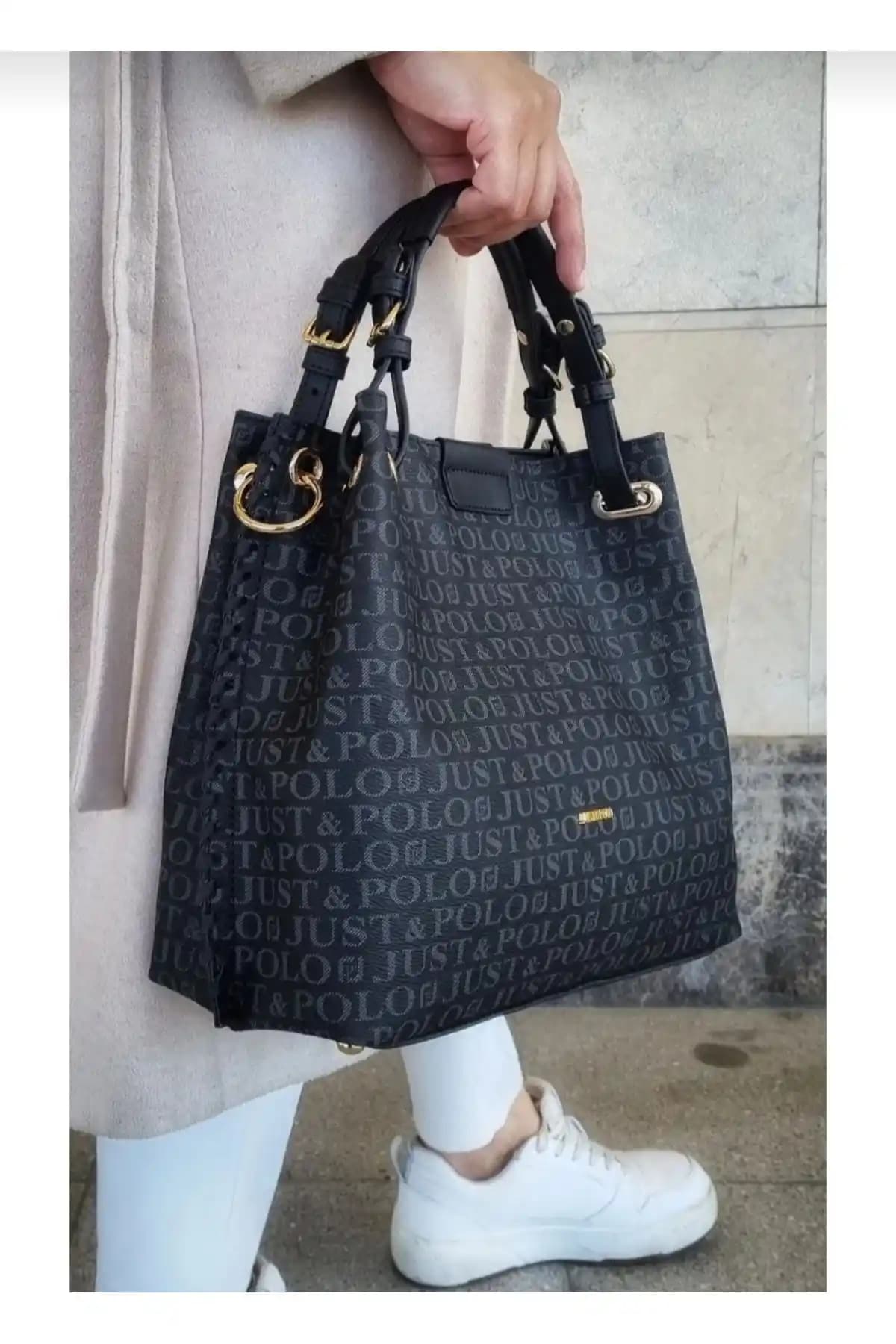 Just Polo Siyah Organize 5 Bölmeli El ve Omuz Çantası Günlük Şıklık ve İşlevsellik İçin