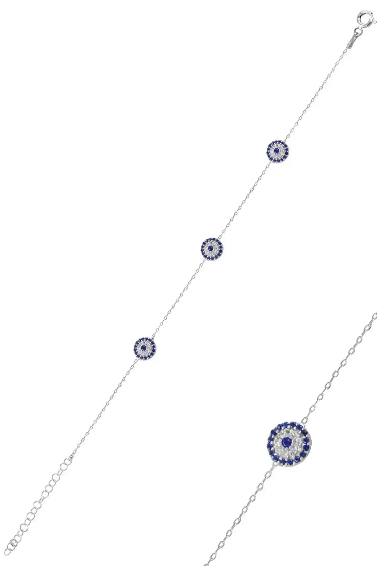 Kaan Nazarlık Model Zirkon Taşlı Gümüş Bileklik: Zarif ve Anlamlı Takı Seçeneği