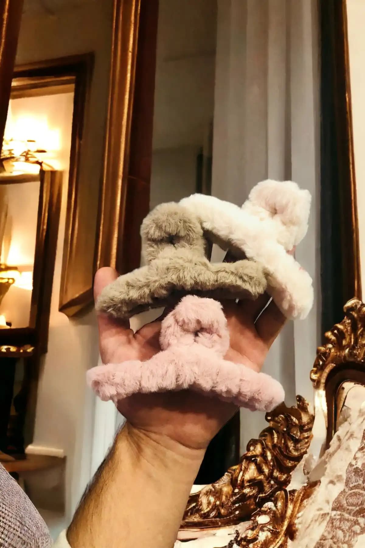 Kadın Peluş Toka Seti 3'lü Büyük Boy Parlak Renkli Saç Aksesuarları