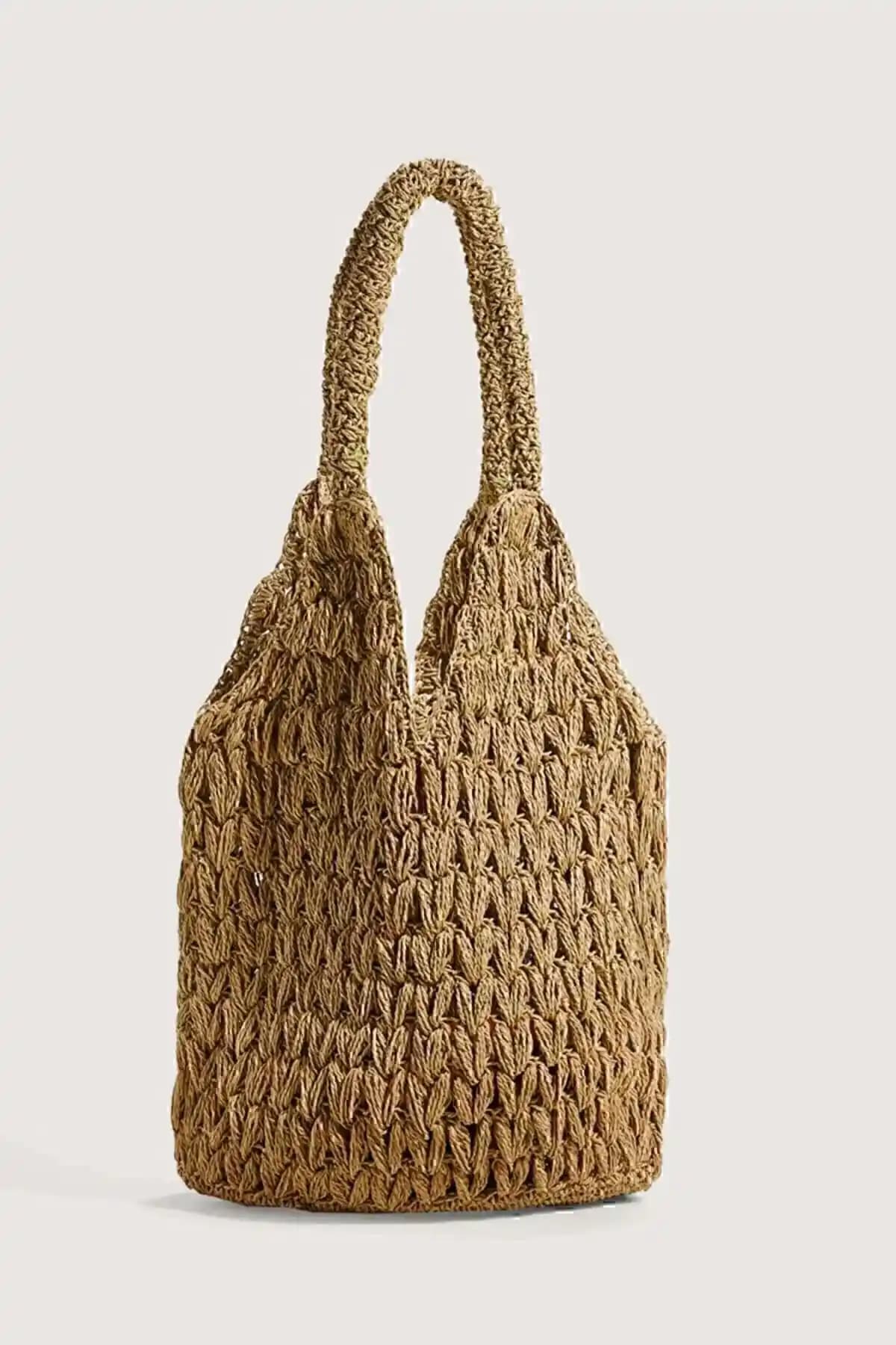 Kadın Vizon Renk El Yapımı Kağıt İp Örgü Günlük Omuz Çantası Özellikleri ve Kullanım Rehberi