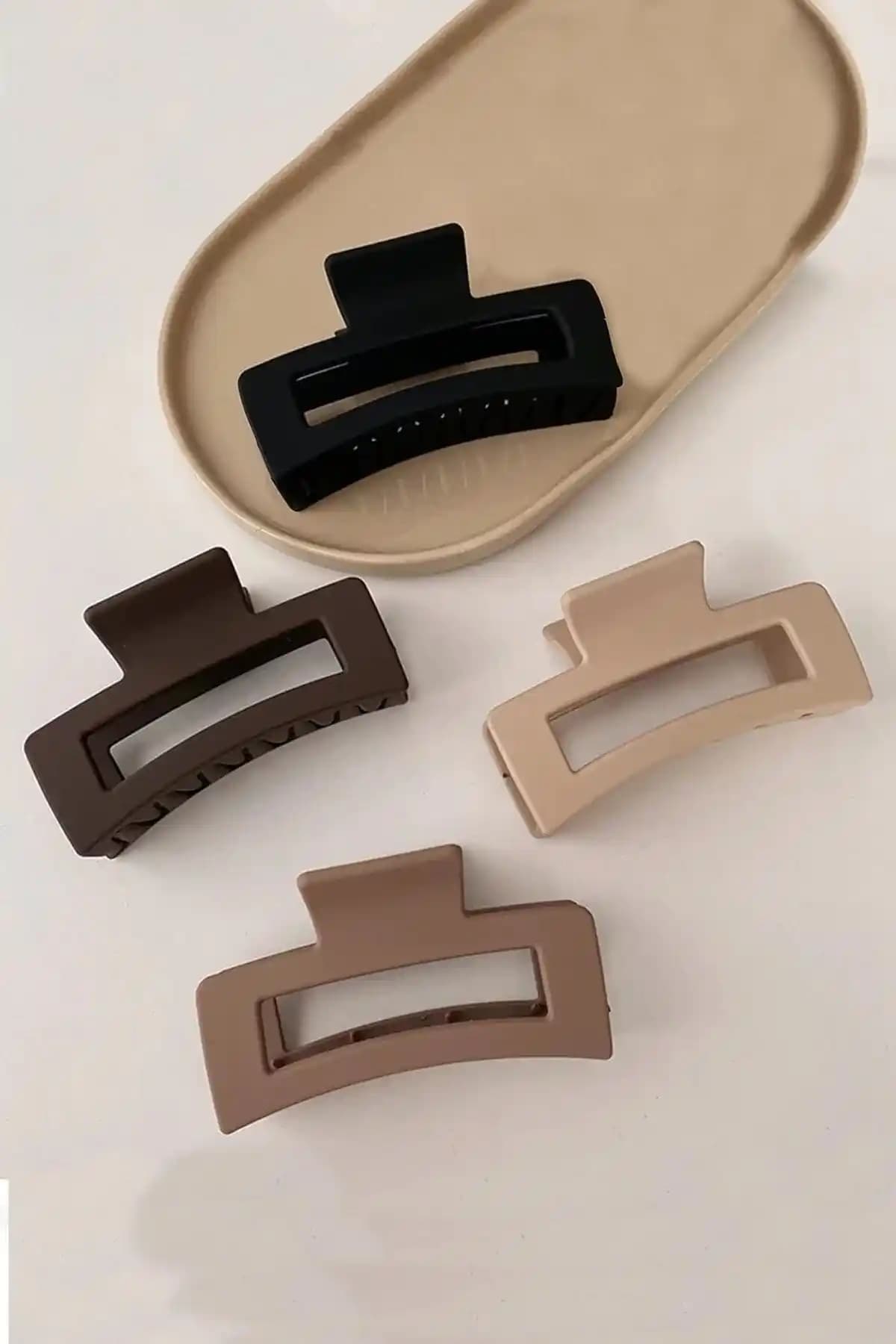 Kadınlar İçin Güçlü Tutma ve Şık Tasarıma Sahip 4'lü Coffee Siyah Tokalar Seti