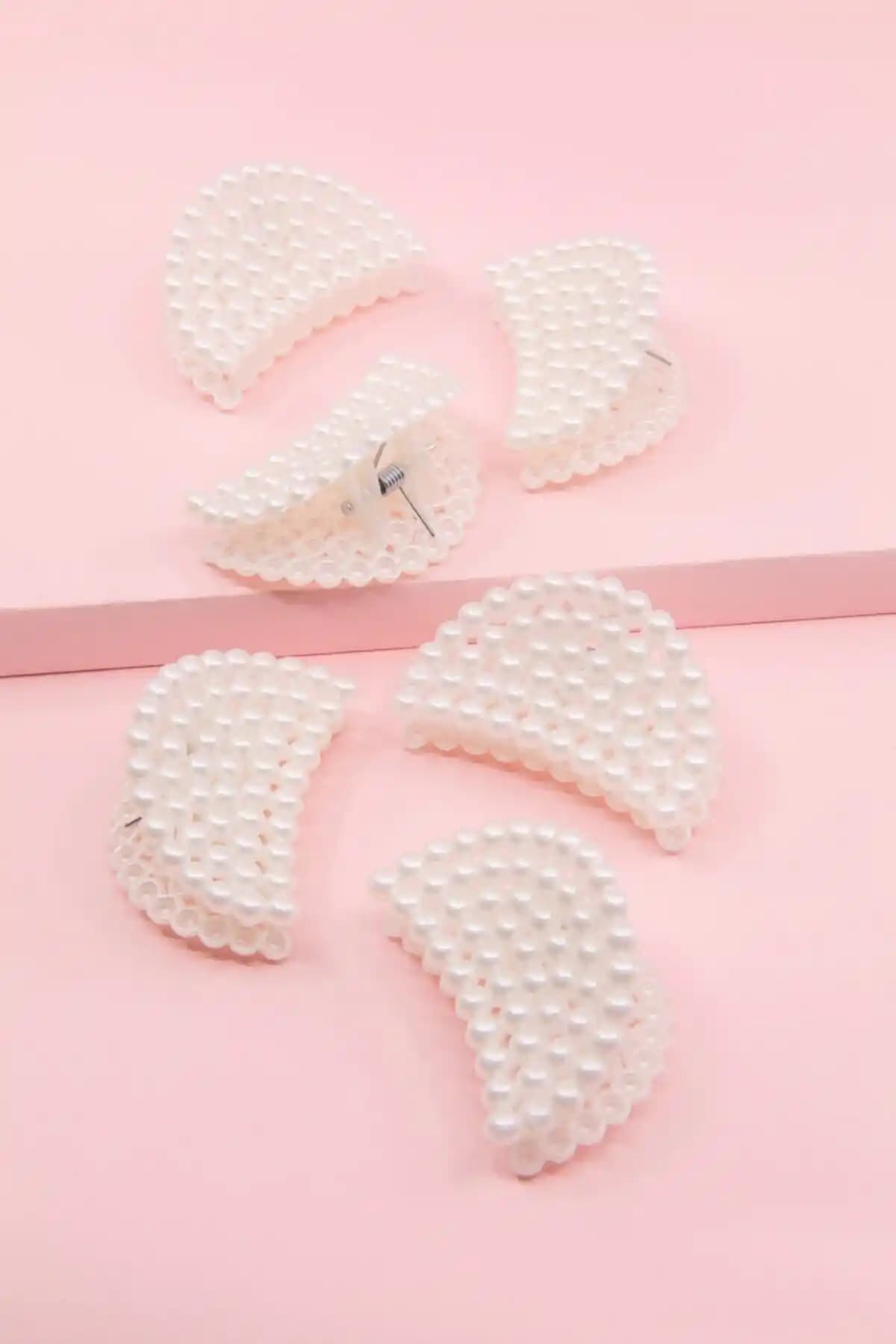 Kadınlar İçin Modern ve Şık 6'lı Krem Incili Mandal Toka Seti | Günlük ve Özel Kullanım