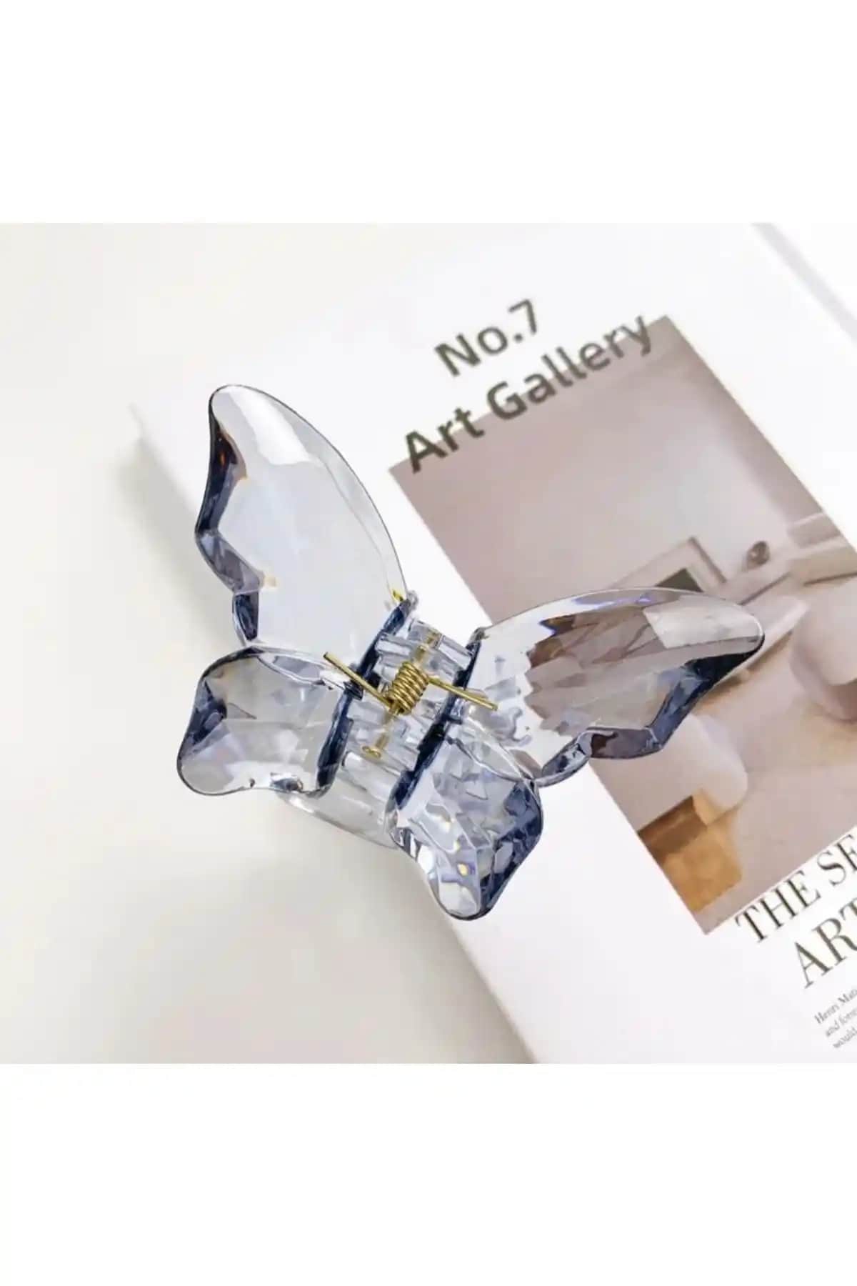 Kadınlar İçin Monalisa Antrasit Şeffaf Kelebek Toka: Zarif ve Çok Yönlü Saç Aksesuarı