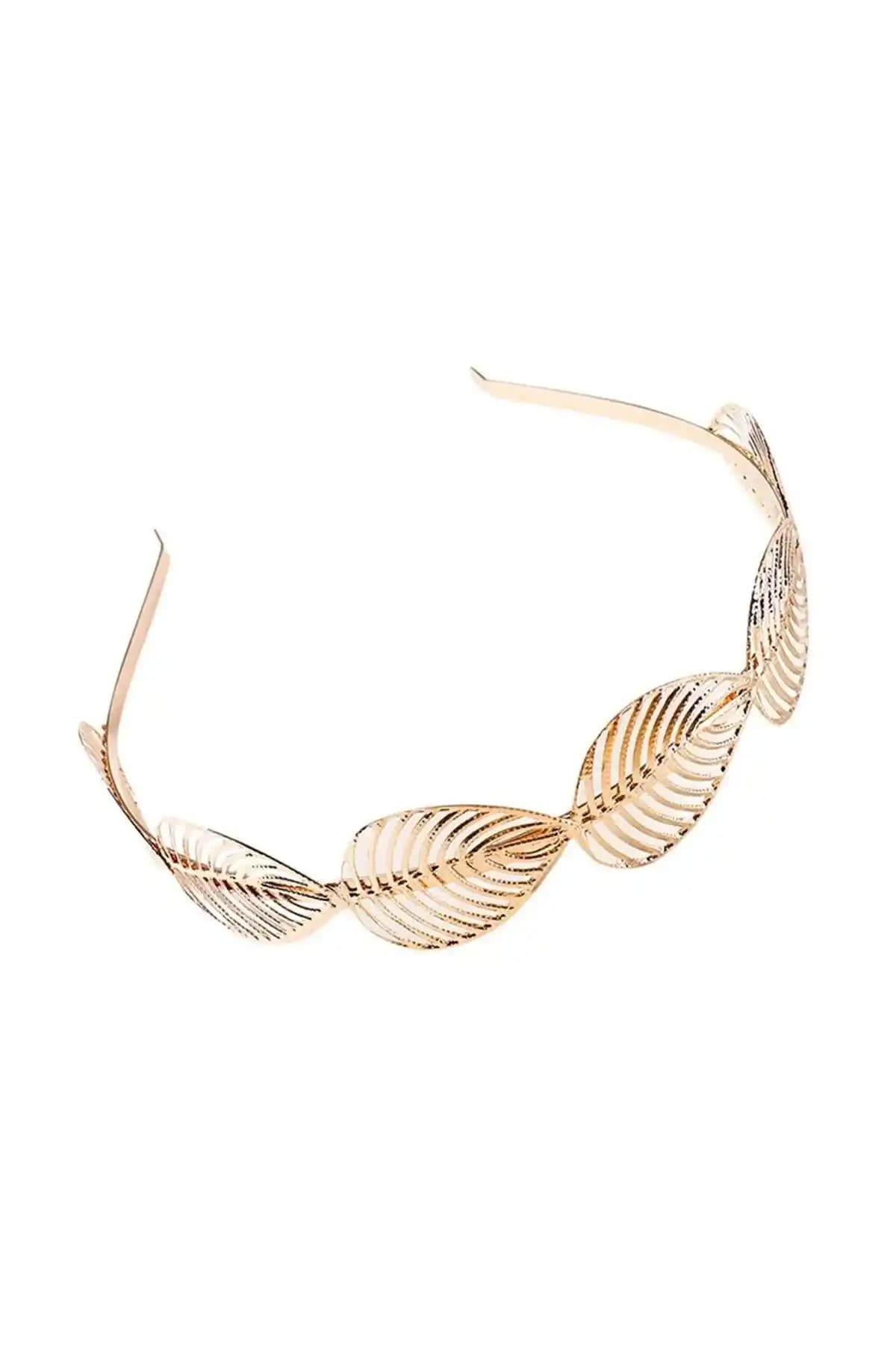 Kadınlar İçin Zarif Altın Yaprak Şekilli Saç Bandı, Şıklık ve Rahatlık Sunar