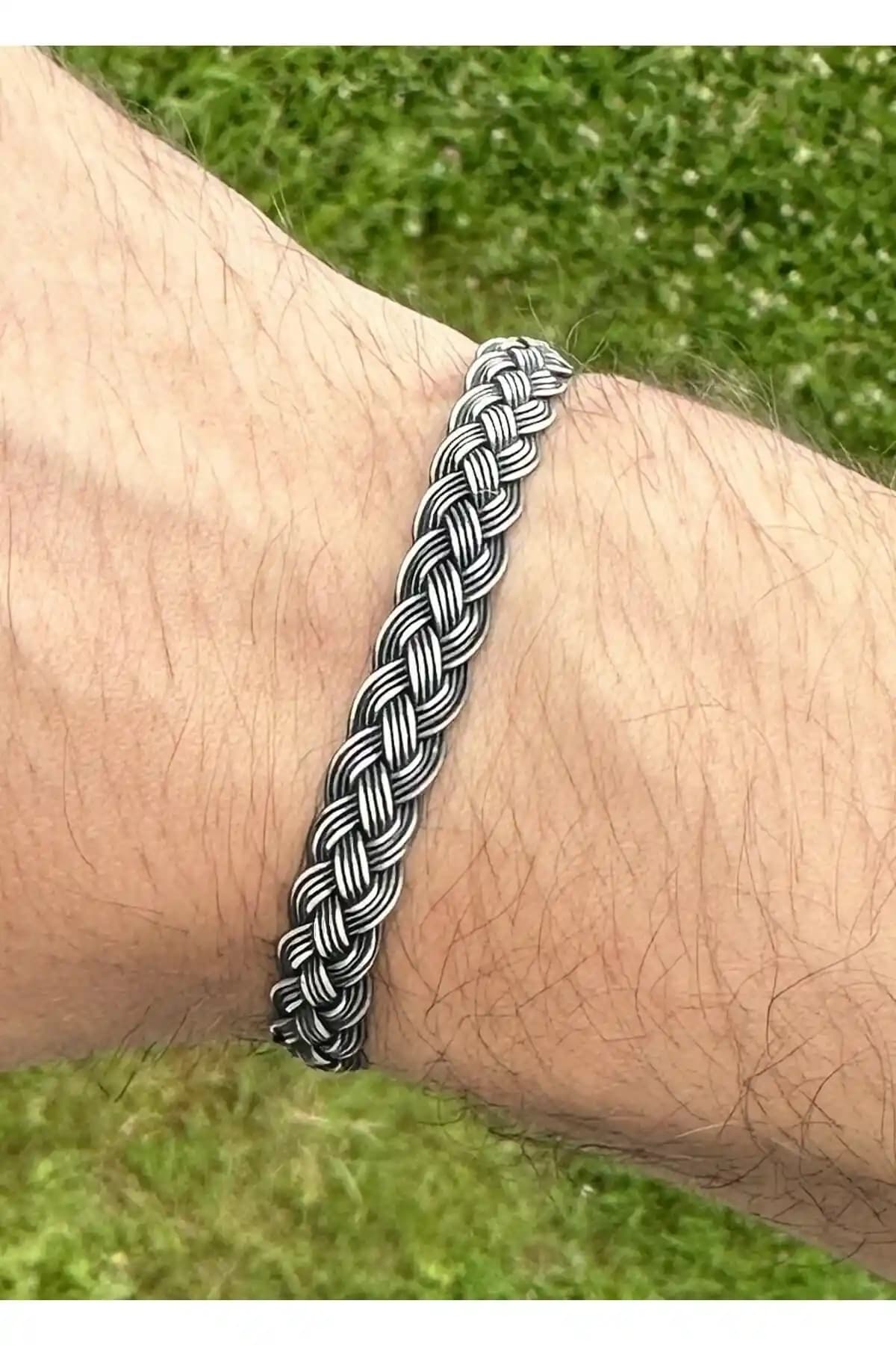 KAZZAZE Oksitli Gümüş Kazaziye Dört Sıra Örgü Bileklikleri Modern ve Geleneksel Tarzın Buluşması