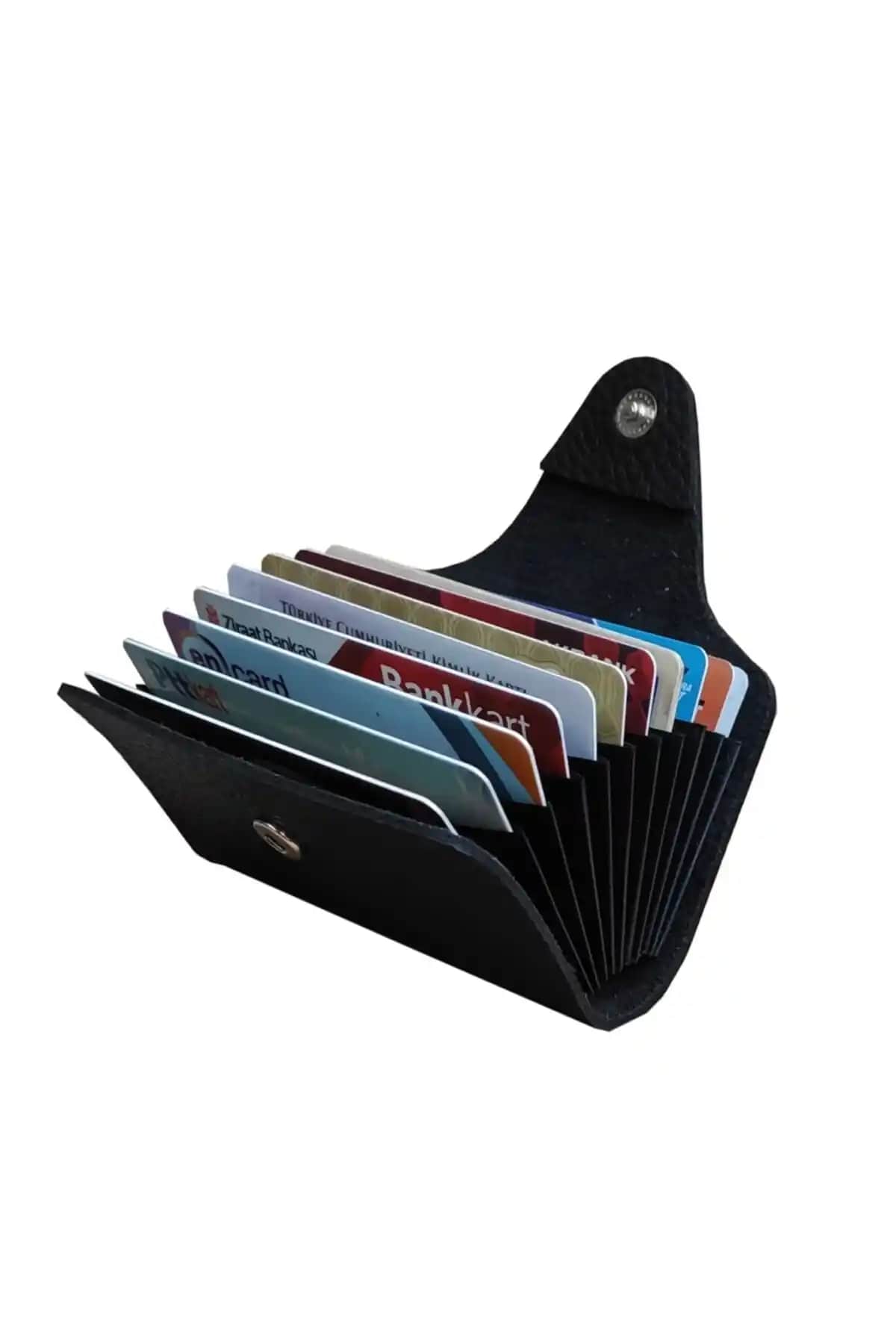 Kemer Dünyası Unisex Siyah 10 Bölmeli Kredi Kartlığı Şık ve Pratik Tasarım