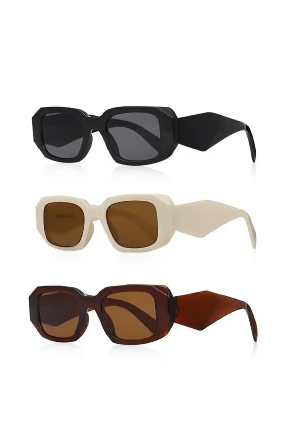 Kinary Unisex Güneş Gözlüğü 3'lü Set 1038 Modaya Uygun ve Göz Sağlığını Koruyan Tasarım