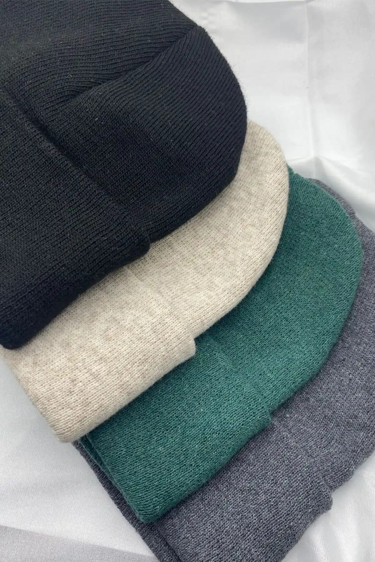 KISCHE Unisex Katlamalı Renkli Bere Seti Şık ve Pratik Kış Aksesuarı