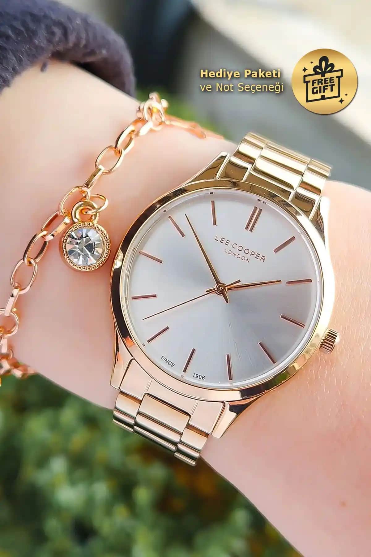 Lee Cooper Kadın Rose Gold Bakır Renk Çelik Kol Saati Şık ve Dayanıklı Tasarım