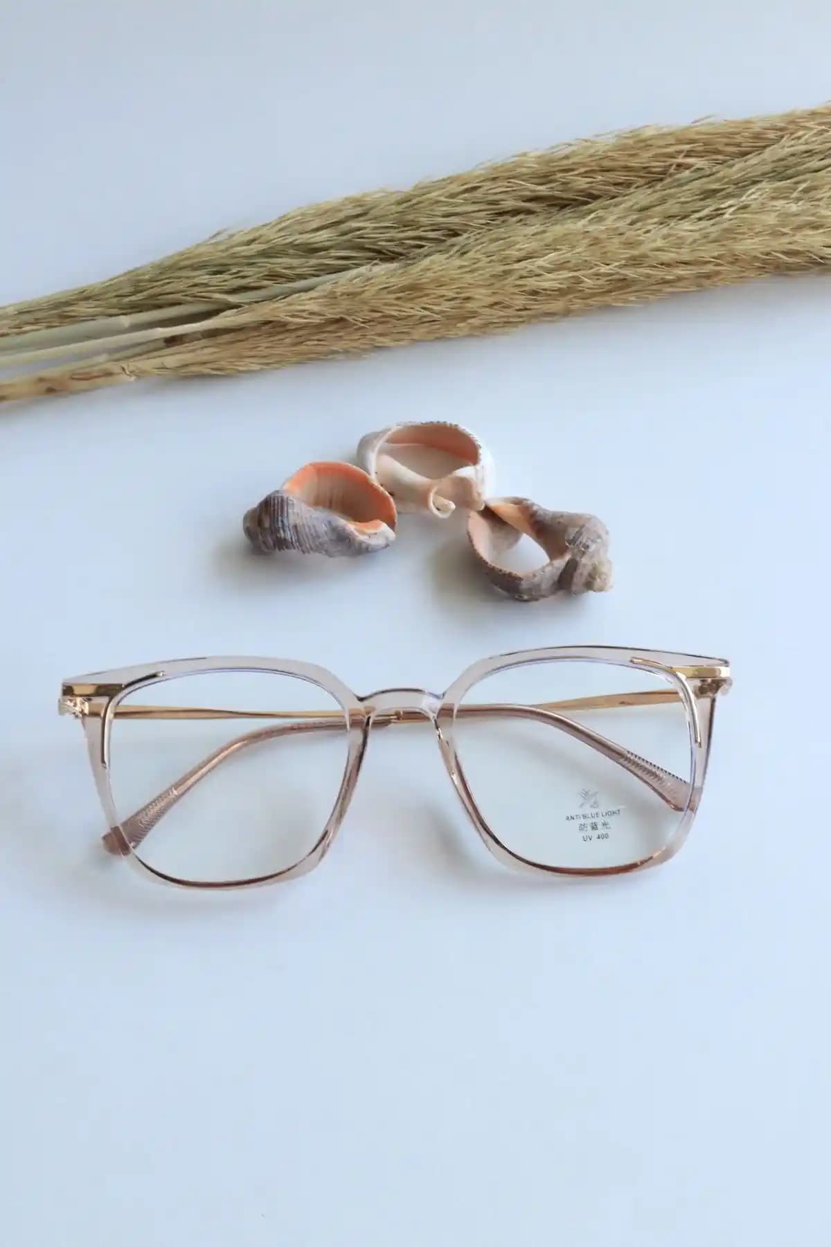 LOOKUP NEW Flora Bal Rengi Pembe Şeffaf Güçlü Mavi Işık Korumalı Kadın Ekran Gözlüğü