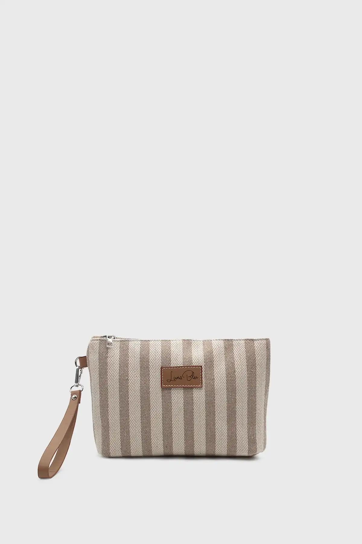 LUNABLU Kadın Çizgili Keten Clutch Çanta Günlük Kullanım ve Şıklık İçin Ideal Bir Seçenektir