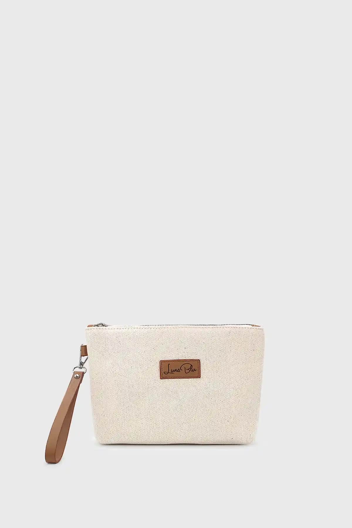 LunaBlu Kadın Çizgili Keten Clutch Çanta: Şıklık ve Fonksiyonellik Bir Arada