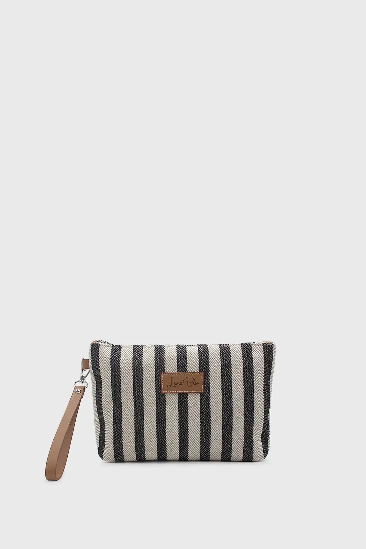 LUNABLU Kadın Çizgili Keten Clutch ve Tote Çantaların Karşılaştırması 1