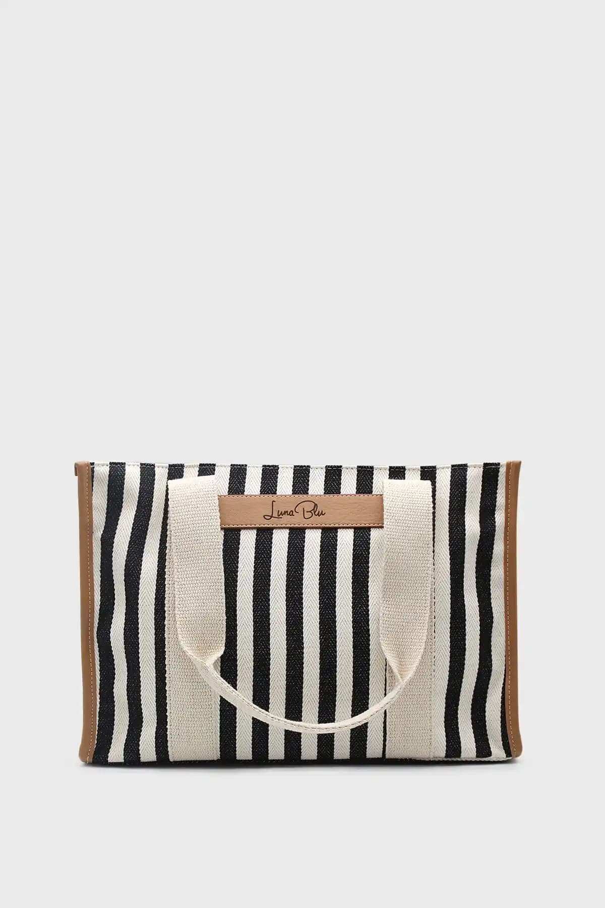 LUNABLU Kadın Çizgili Keten Clutch ve Tote Çantaların Karşılaştırması 2