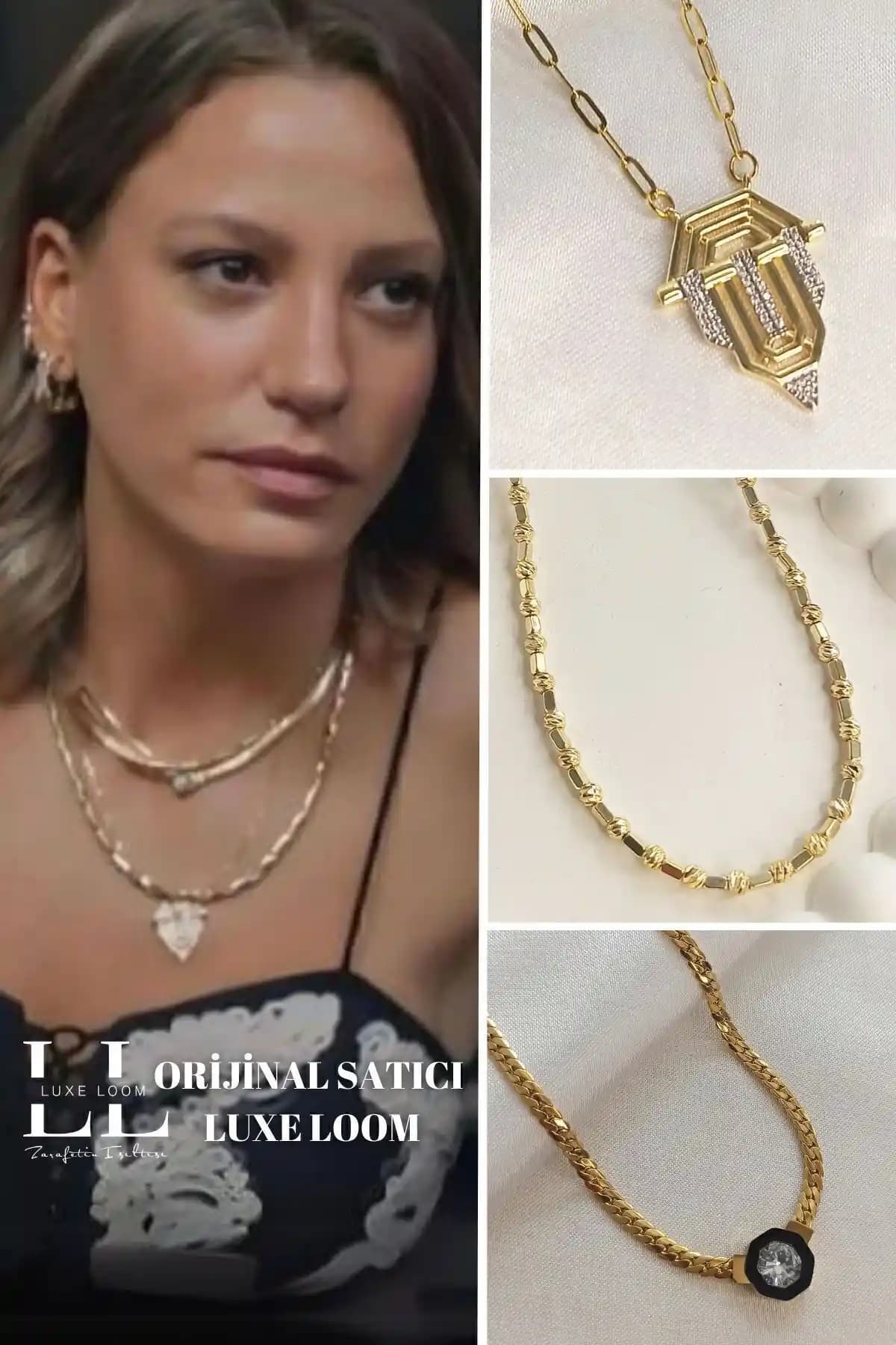 Luxe Loom Kadın Gold Renk Leyla 3'lü Çelik Kolye Seti Şıklık ve Zarafetin Birleşimi
