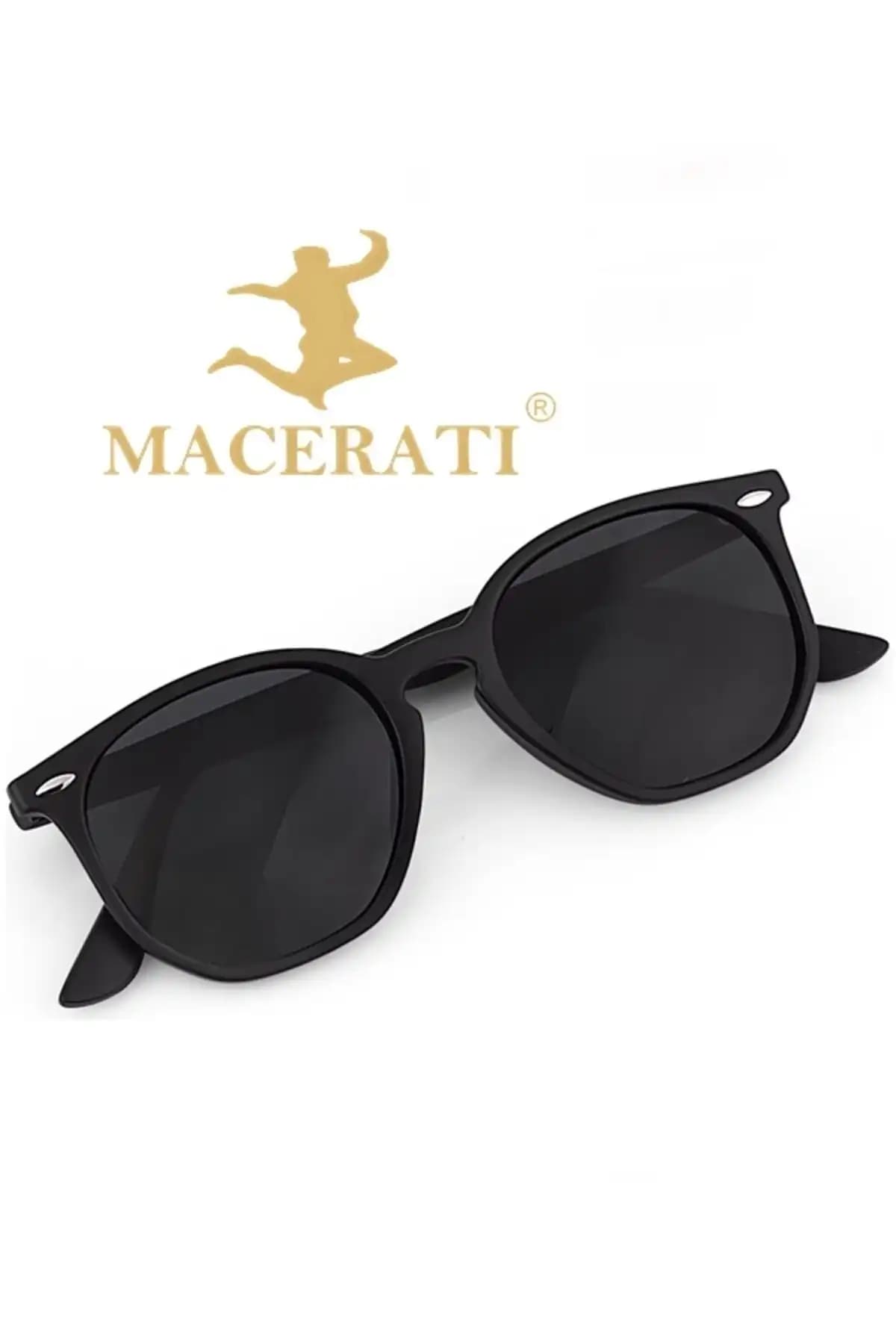 MACERATİ 2023 Vintage Siyah Unisex Güneş Gözlüğü Modern ve Koruyucu Tasarım