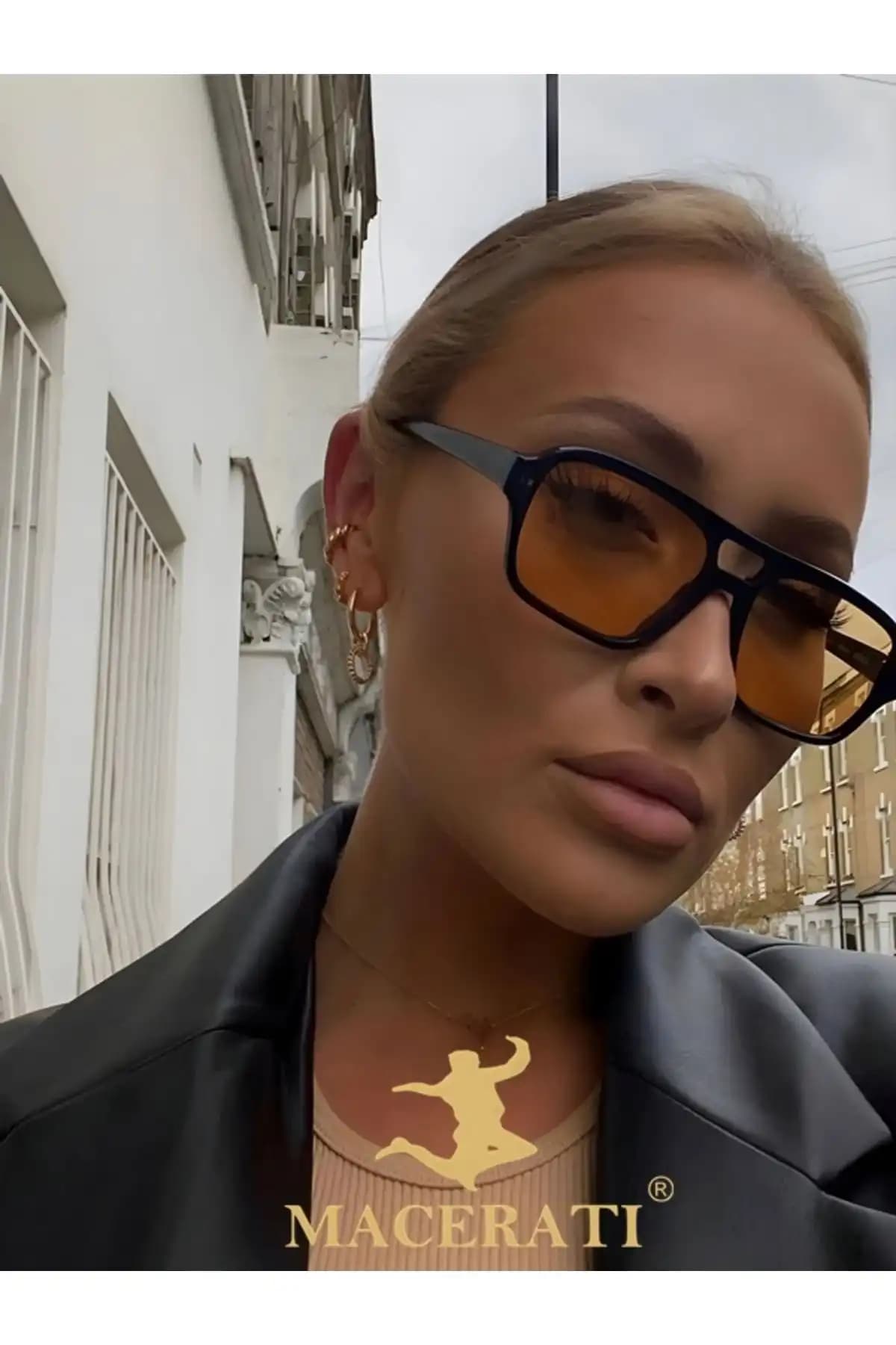 MACERATİ Unisex Turuncu Vintage Kemik Güneş Gözlüğü: Şıklık ve Koruma Bir Arada