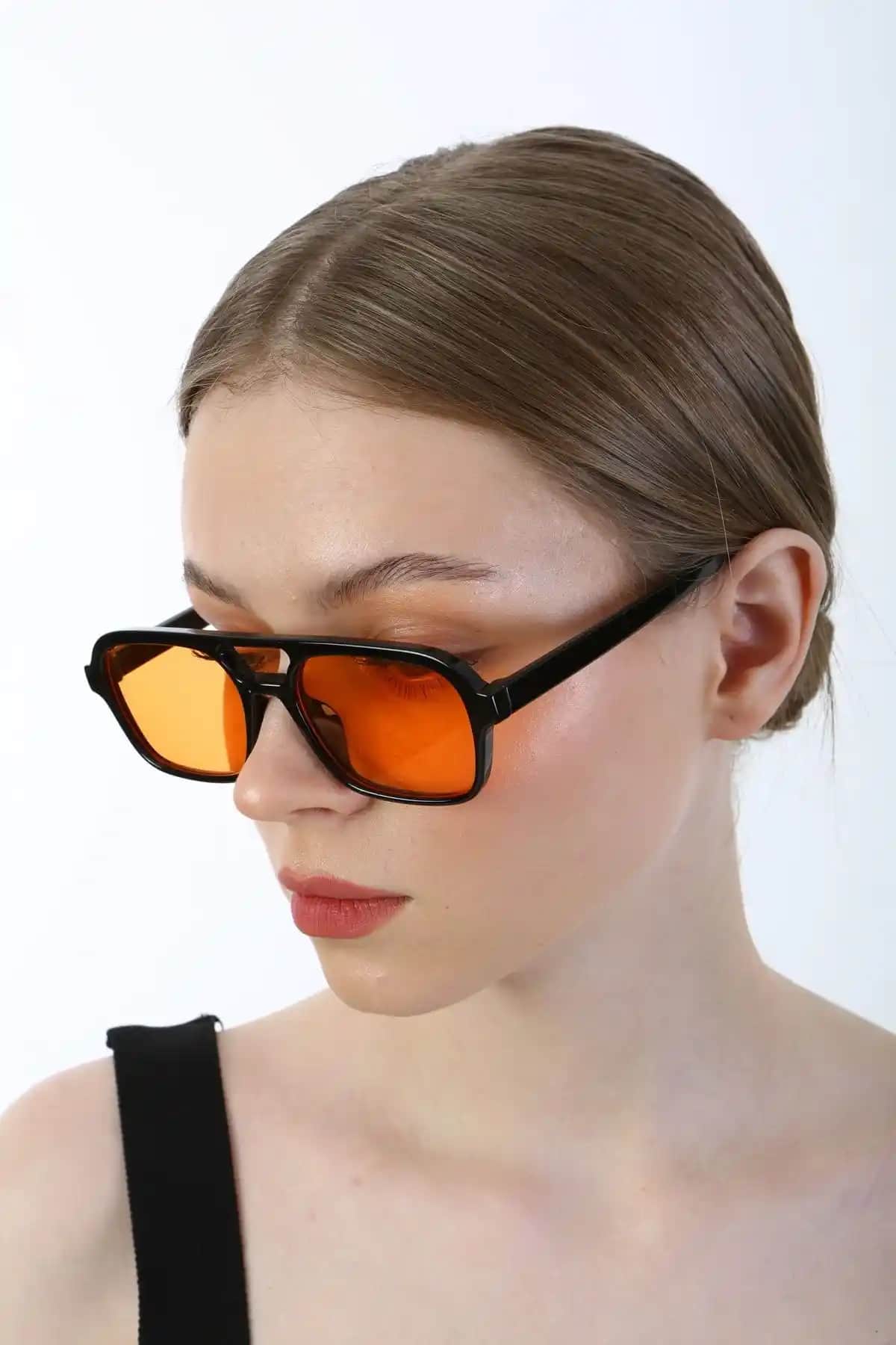 ModaLand Luce Yeni Sezon Turuncu Cam Unisex Güneş Gözlüğü Şık ve Koruyucu Tasarım