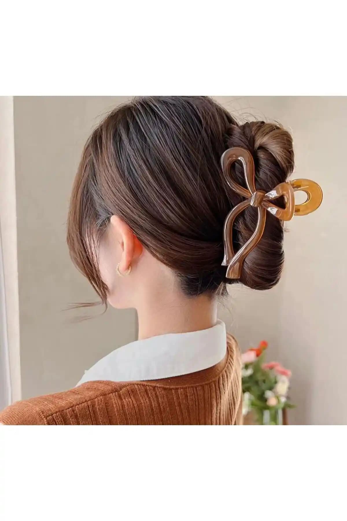 Monalisa Kadın Büyük Boy Transparan Ekay Fiyonk Toka 11cm Şık ve Pratik Saç Aksesuarı