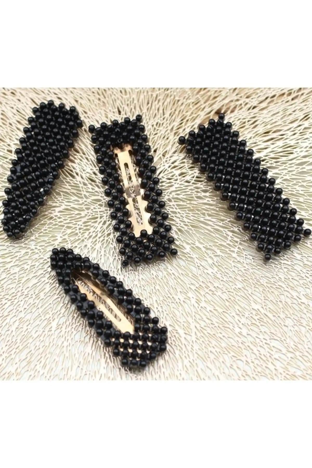 Monalisa Kadın Siyah 4'lü Çit Çit Toka Seti: Şık ve Pratik Saç Aksesuarları