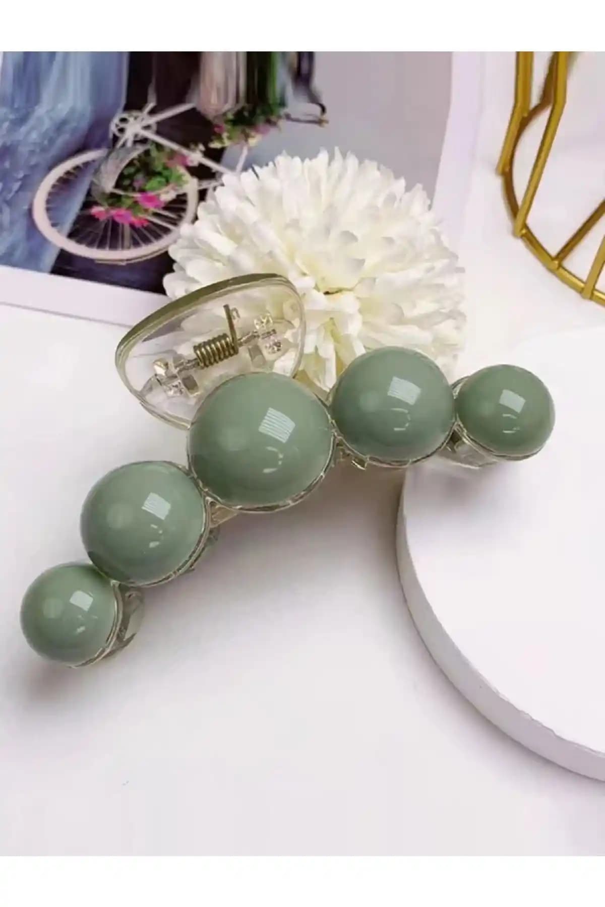 Monalisa TUKAA Kadın Şeffaf Yeşil Mandal Toka Modern ve Dayanıklı Tasarım