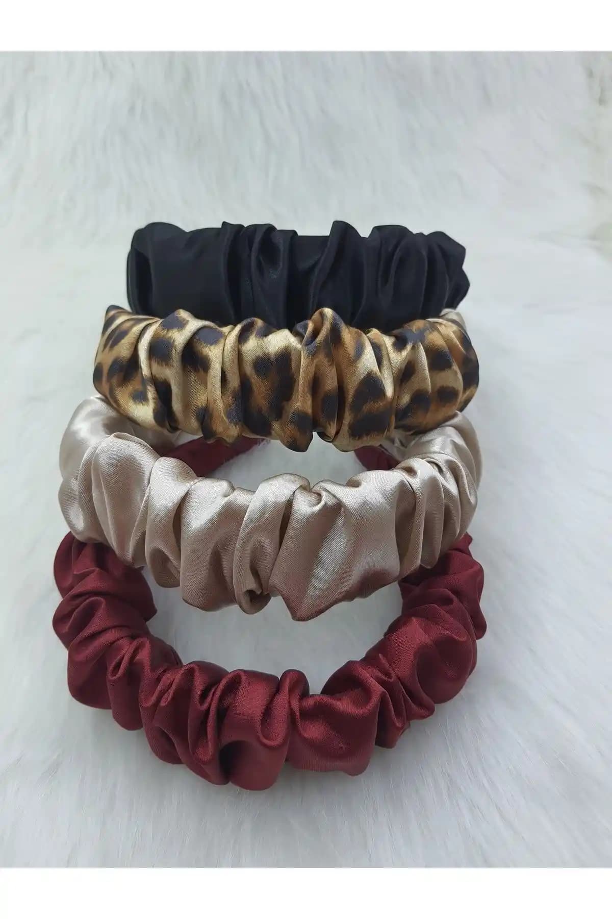 MSL AKSESUAR Saten Büzgülü 4’lü Taç Seti Şıklık ve Konfor Sunan Aksesuarlar