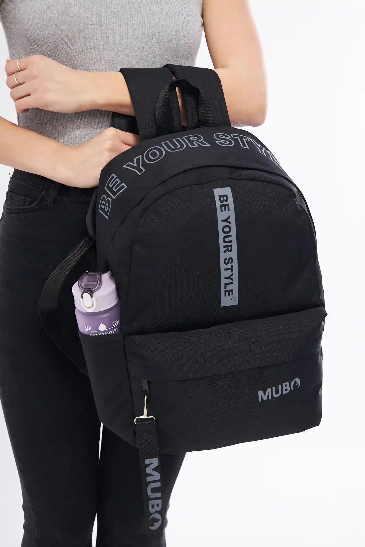 MUBO 2024 Ekstra Dayanıklı Siyah Füme Sırt ve Okul Çantası Günlük Kullanım İçin