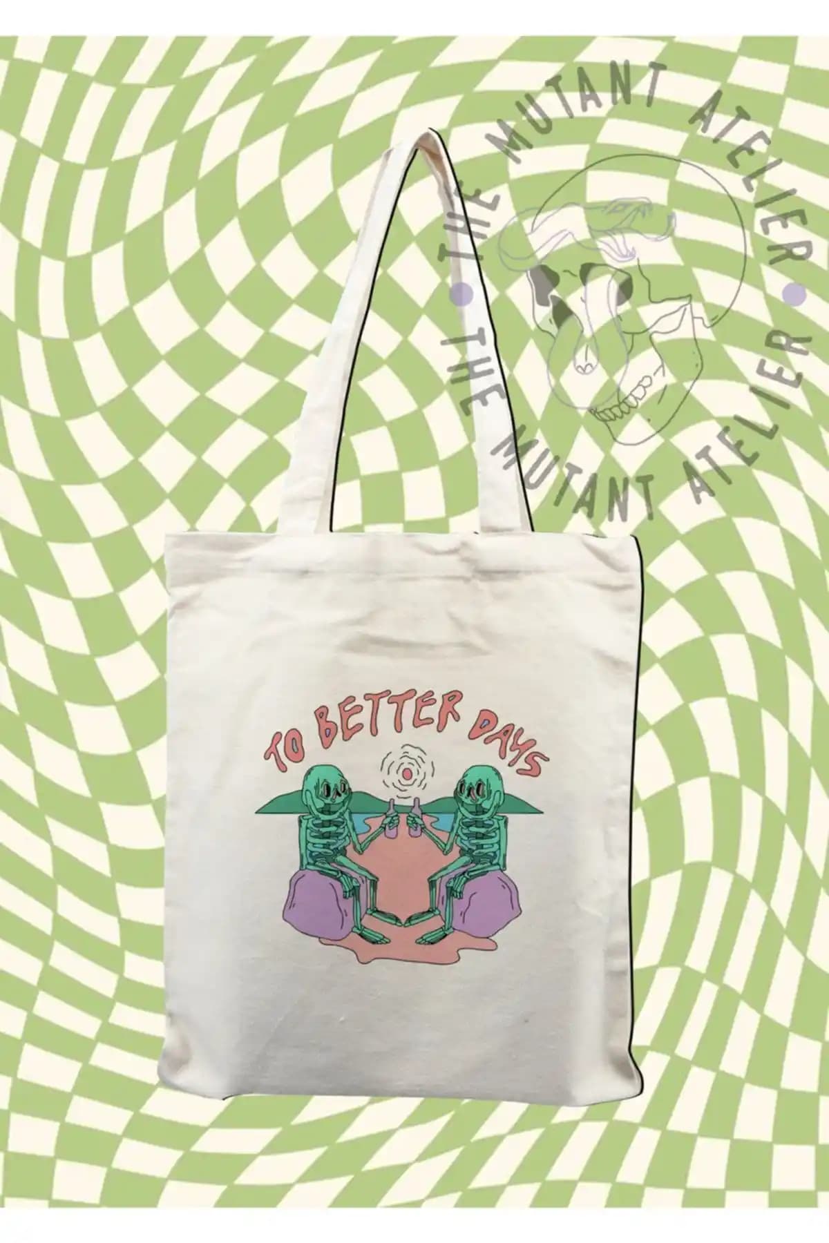 Mutant Atelier To Better Baskılı Ham Bez Çanta Günlük Kullanım İçin Doğa Dostu Seçenek