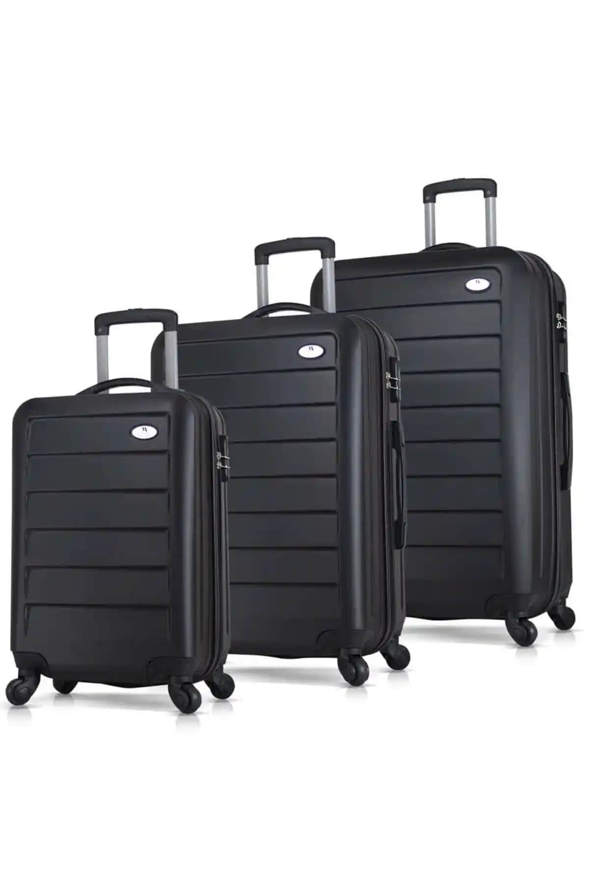 My Valice Ruby ABS Kabin ve Büyük Boy Siyah 3'lü Valiz Seti Günlük Seyahatler İçin Uygun