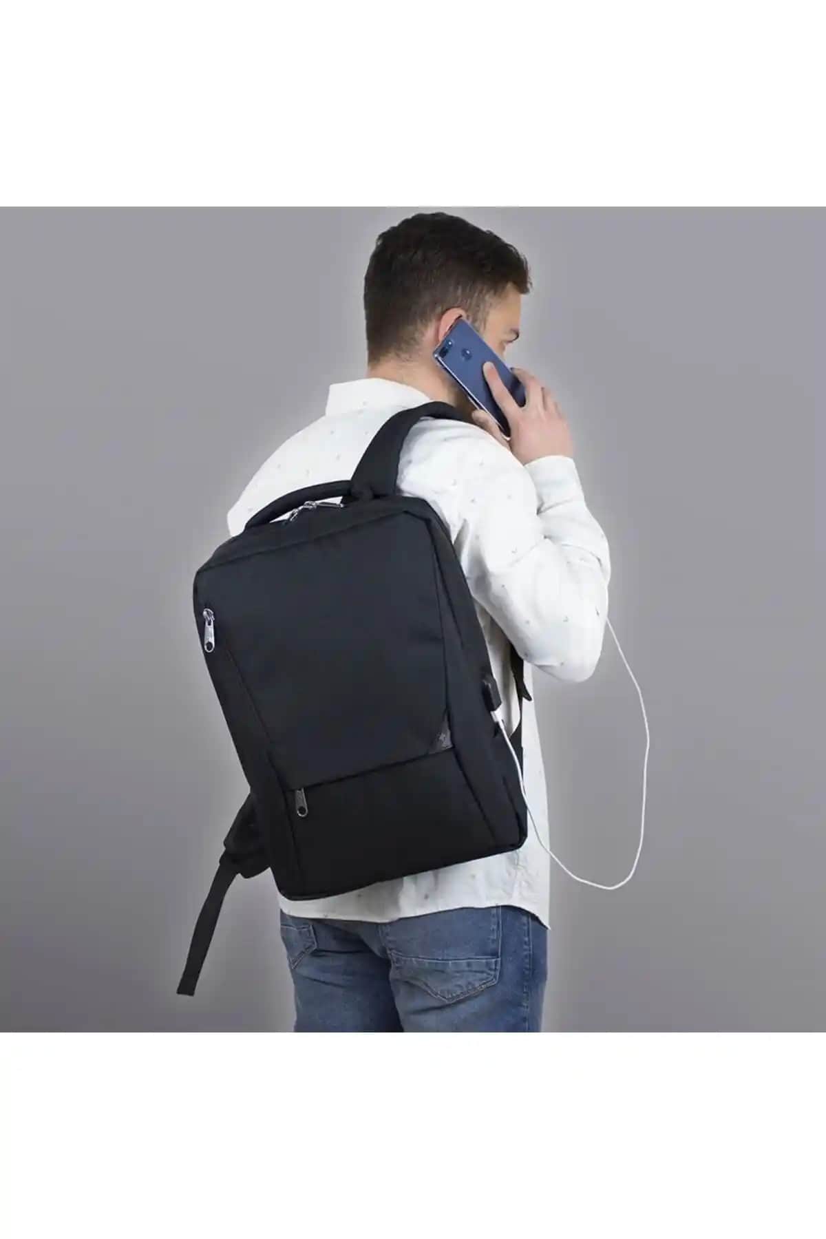 My Valice Smart Bag Active Siyah USB Şarj Girişli Slim Notebook Sırt Çantası