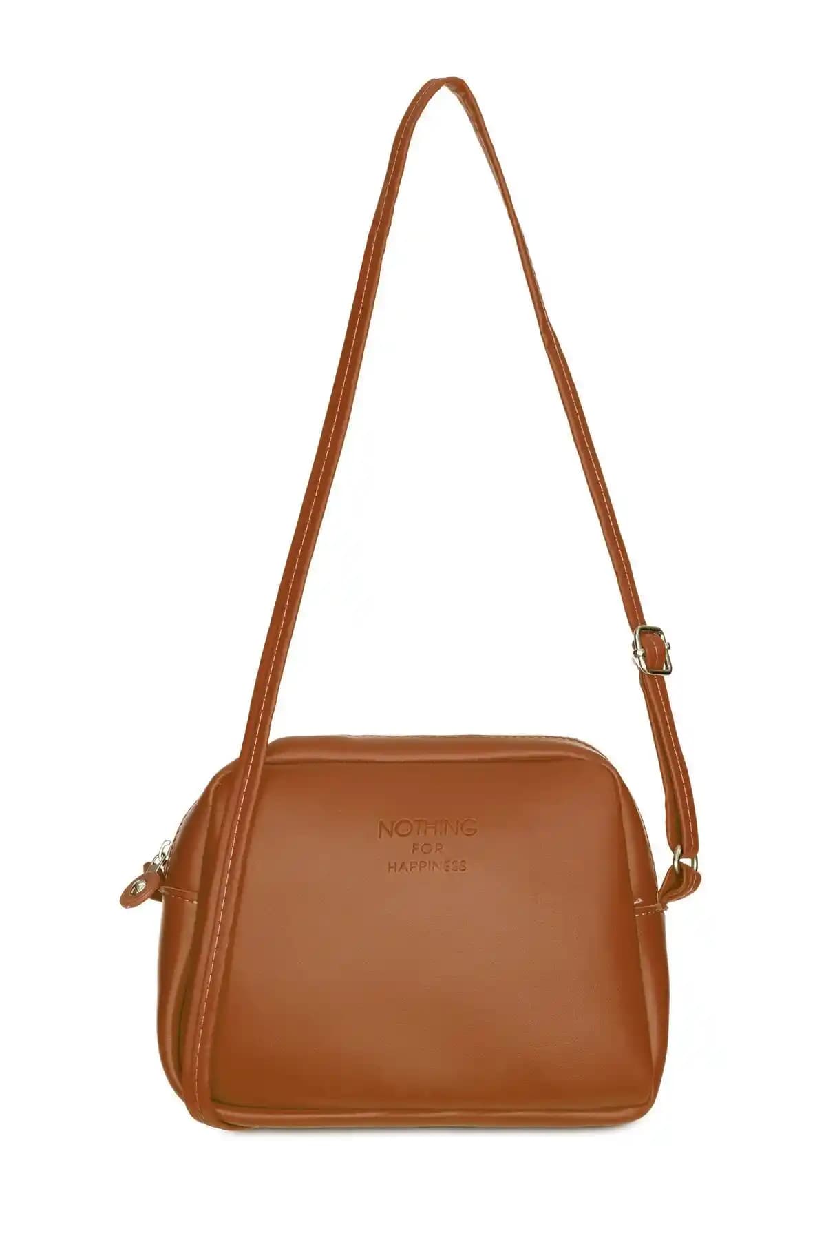 Nothing Kadın Mini Urban Çapraz Askılı Fermuarlı Vegan Deri Çanta Modern Kullanım İçin