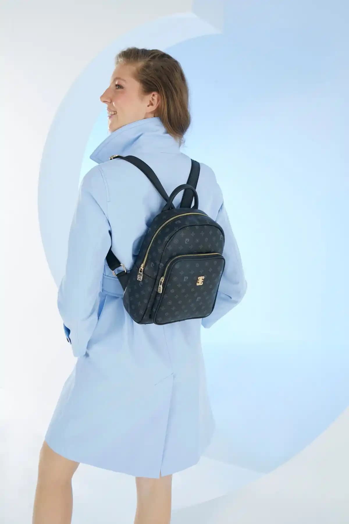 Pierre Cardin Siyah Monogram Kadın Sırt Çantası Günlük Kullanım ve Şıklık İçin Uygun