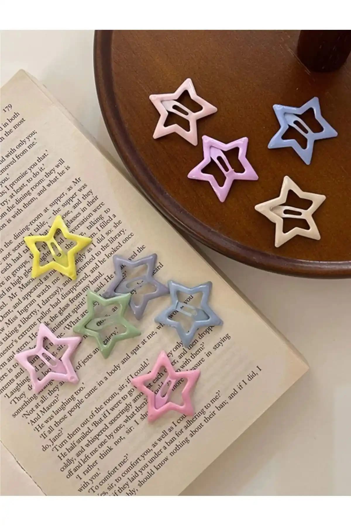 Planet Butik 6'lı Pastel Renk Yıldız Çıt Çıt Star Toka Çocuklar ve Gençler İçin Eğlenceli Aksesuar