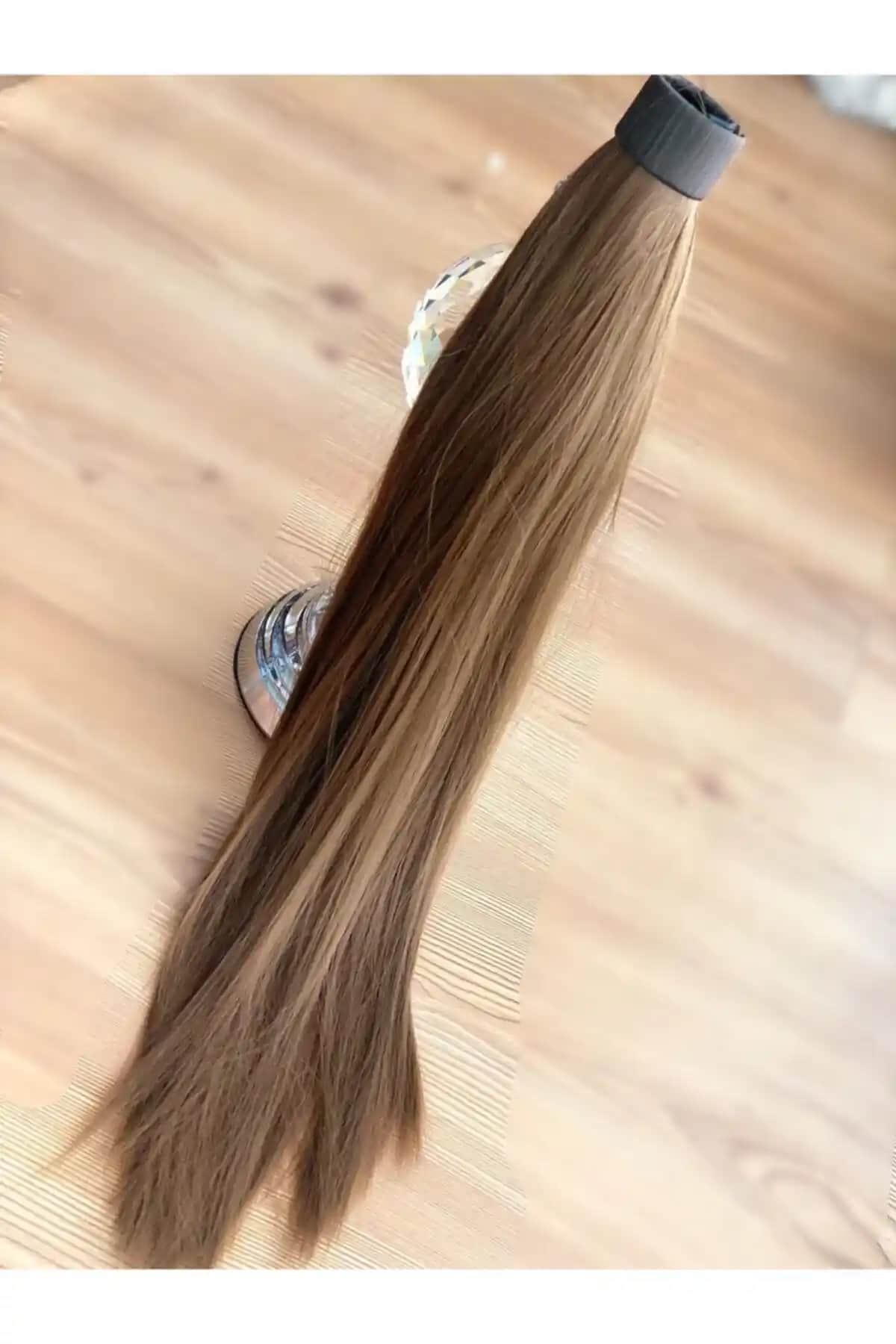 QUEEN AKSESUAR Fiber Isıya Dayanıklı Kahverengi At Kuyruğu Postiş Saç Takma Aksesuarı