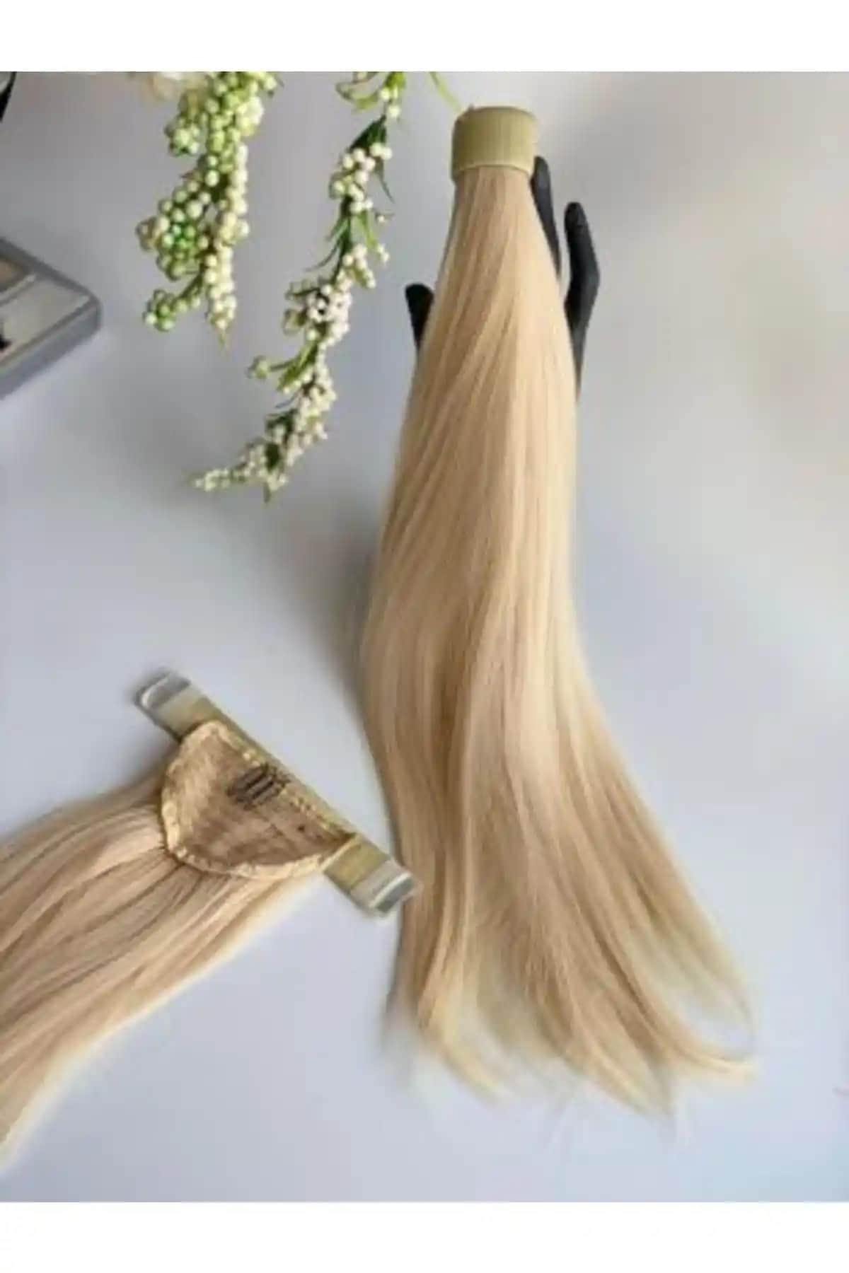 QUEEN AKSESUAR Fiber Isıya Dayanıklı Sarı At Kuyruğu Postiş ve Lüks Lastikli Peruk Karşılaştırması