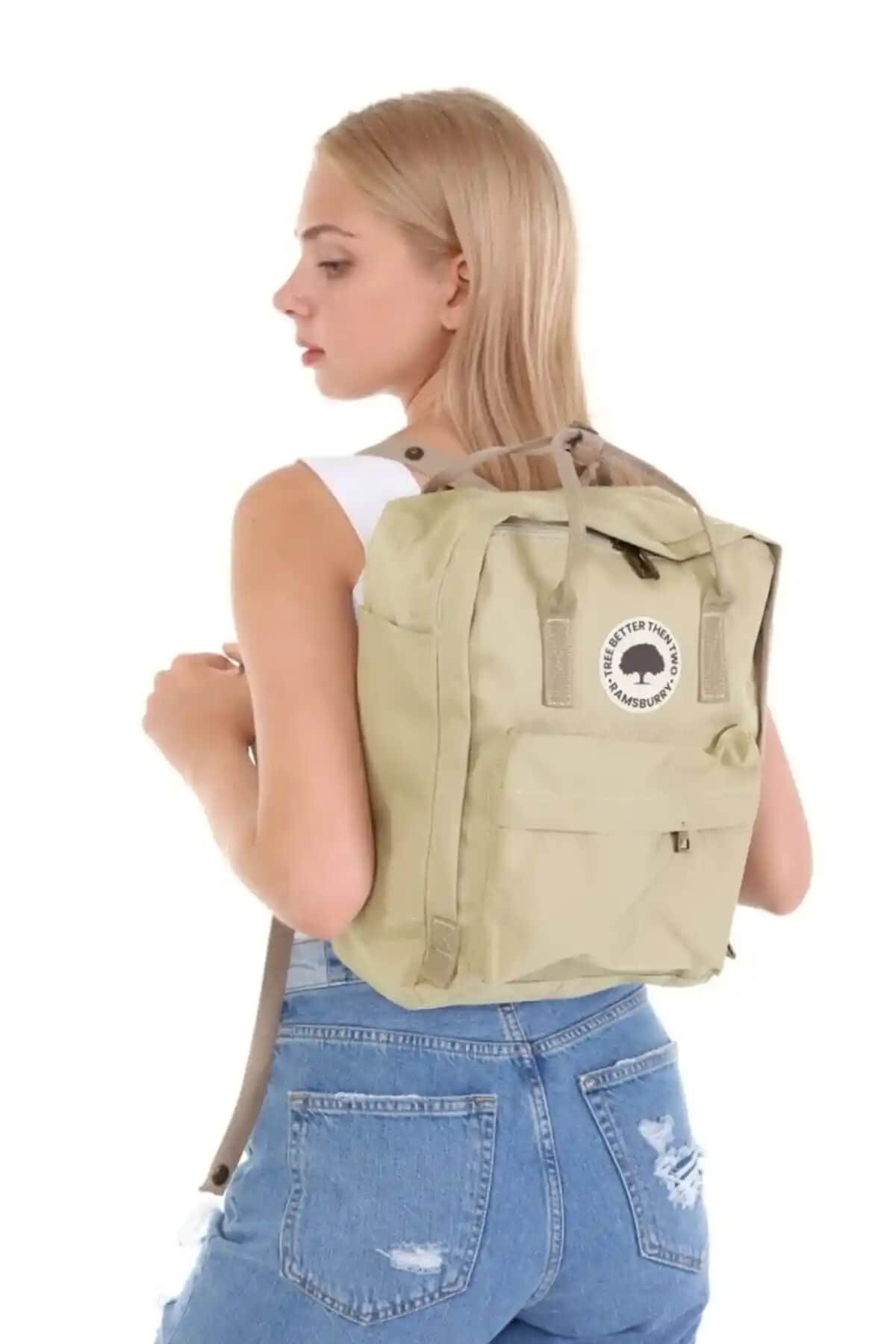 Ramsburry Unisex Krem Renk Okul Çantası: Şık, Dayanıklı ve Kullanışlı Tasarım