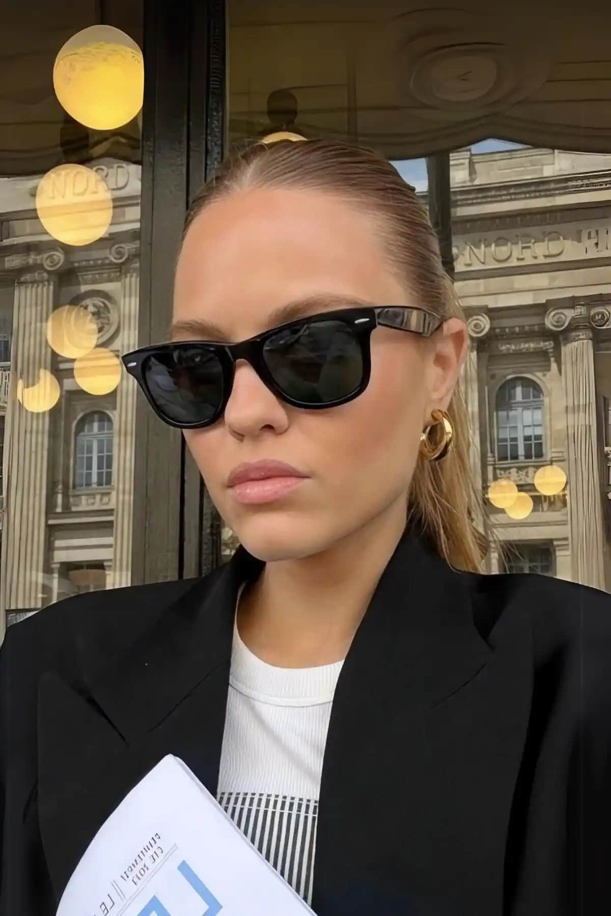 REN Unisex Çapraz Kesim Parlak Güneş Gözlüğü Modern Tasarım ve UV Koruma Özelliğiyle