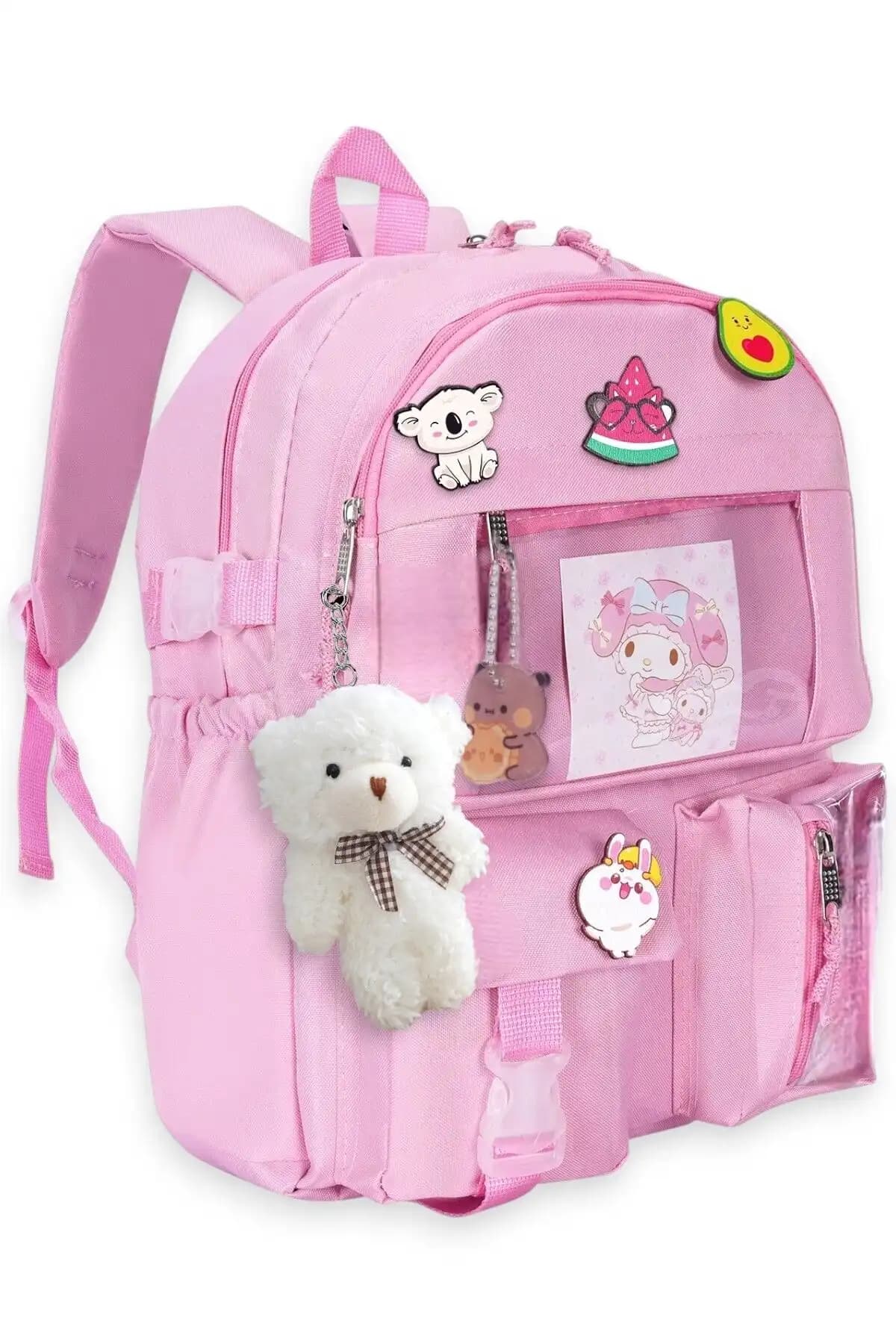 Roomys Kawaii Kore Tarzı Ayıcık Aksesuarıyla Çocuklar İçin Sevimli ve Dayanıklı Okul Sırt Çantası